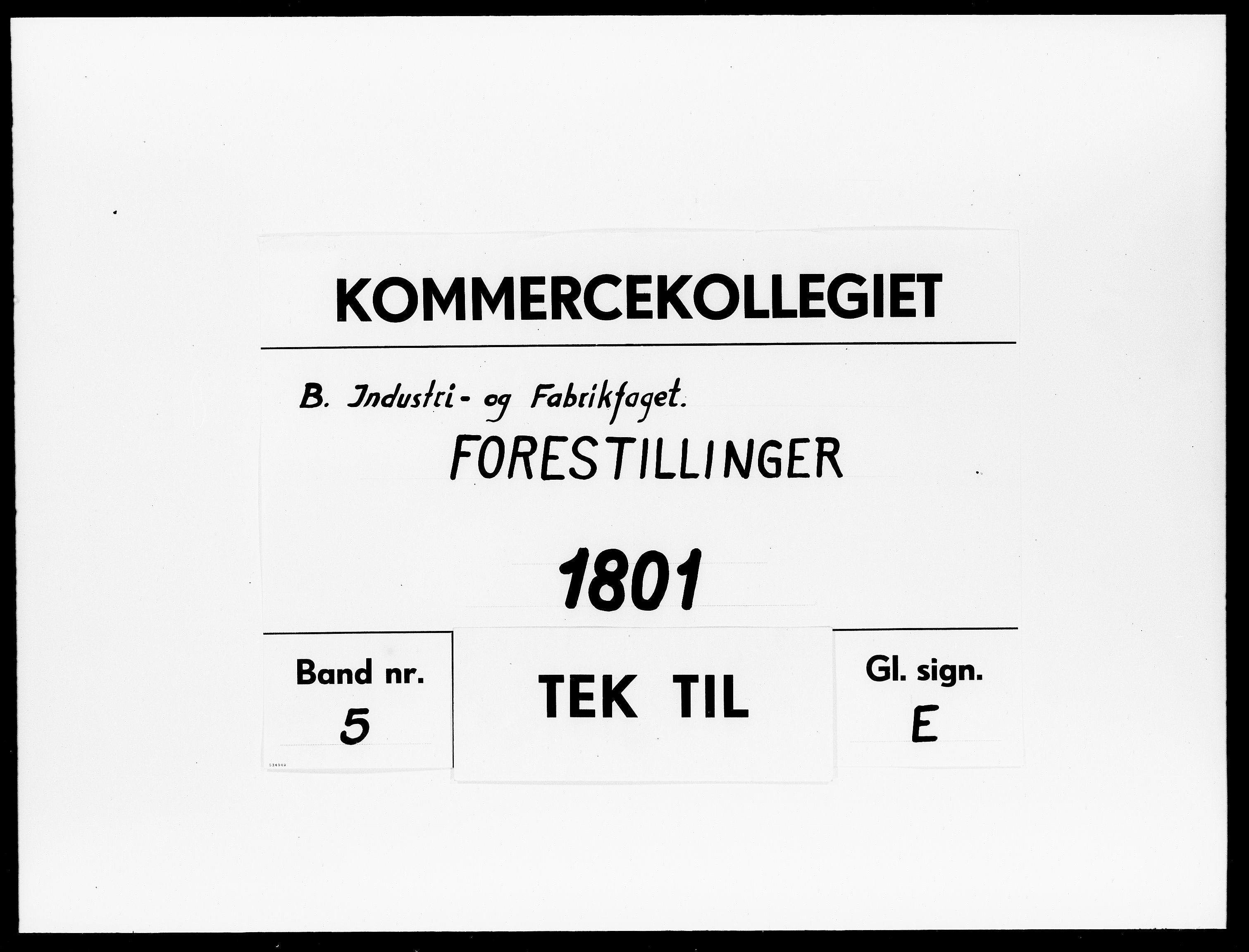 Kommercekollegiet, Industri- og Fabriksfaget, DRA/A-0004/-/1341: Forestillinger, 1801