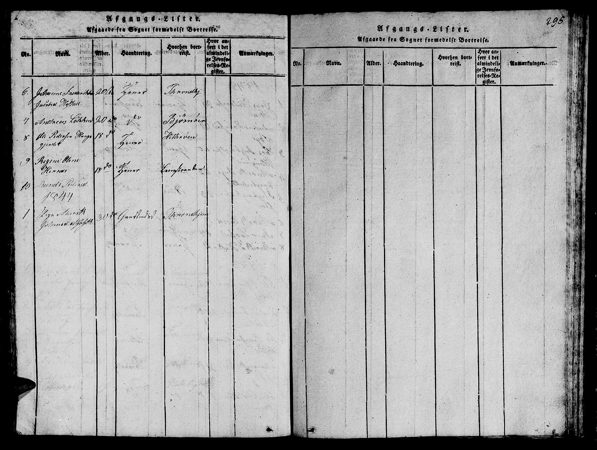 Ministerialprotokoller, klokkerbøker og fødselsregistre - Sør-Trøndelag, SAT/A-1456/612/L0385: Klokkerbok nr. 612C01, 1816-1845, s. 295