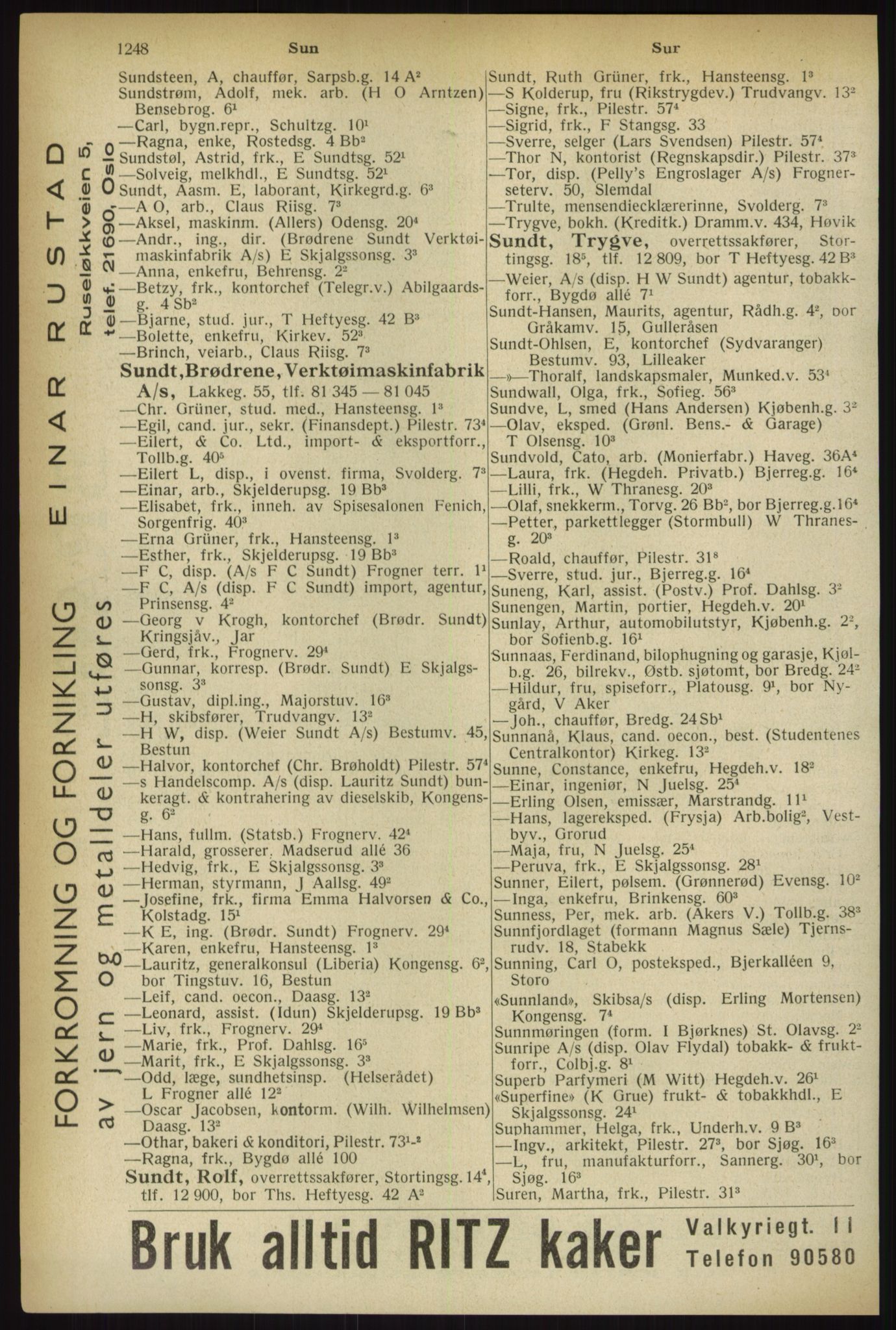 Kristiania/Oslo adressebok, PUBL/-, 1933, s. 1248