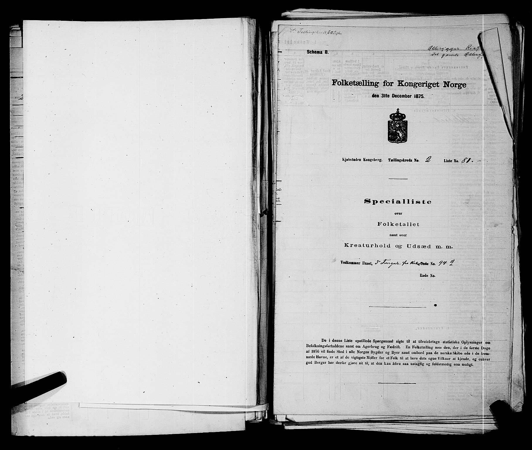 SAKO, Folketelling 1875 for 0604B Kongsberg prestegjeld, Kongsberg kjøpstad, 1875, s. 210