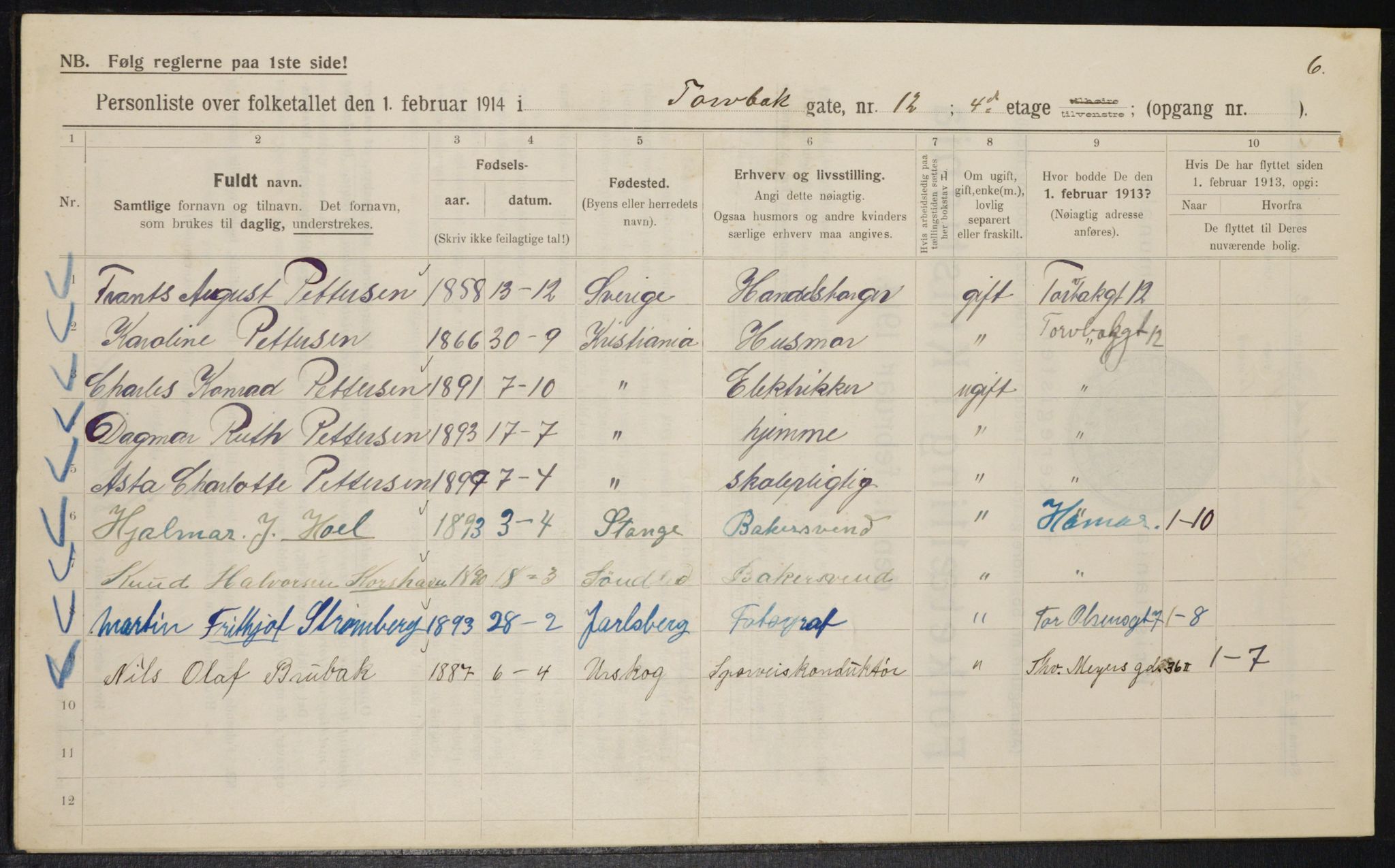 OBA, Kommunal folketelling 1.2.1914 for Kristiania, 1914, s. 115956