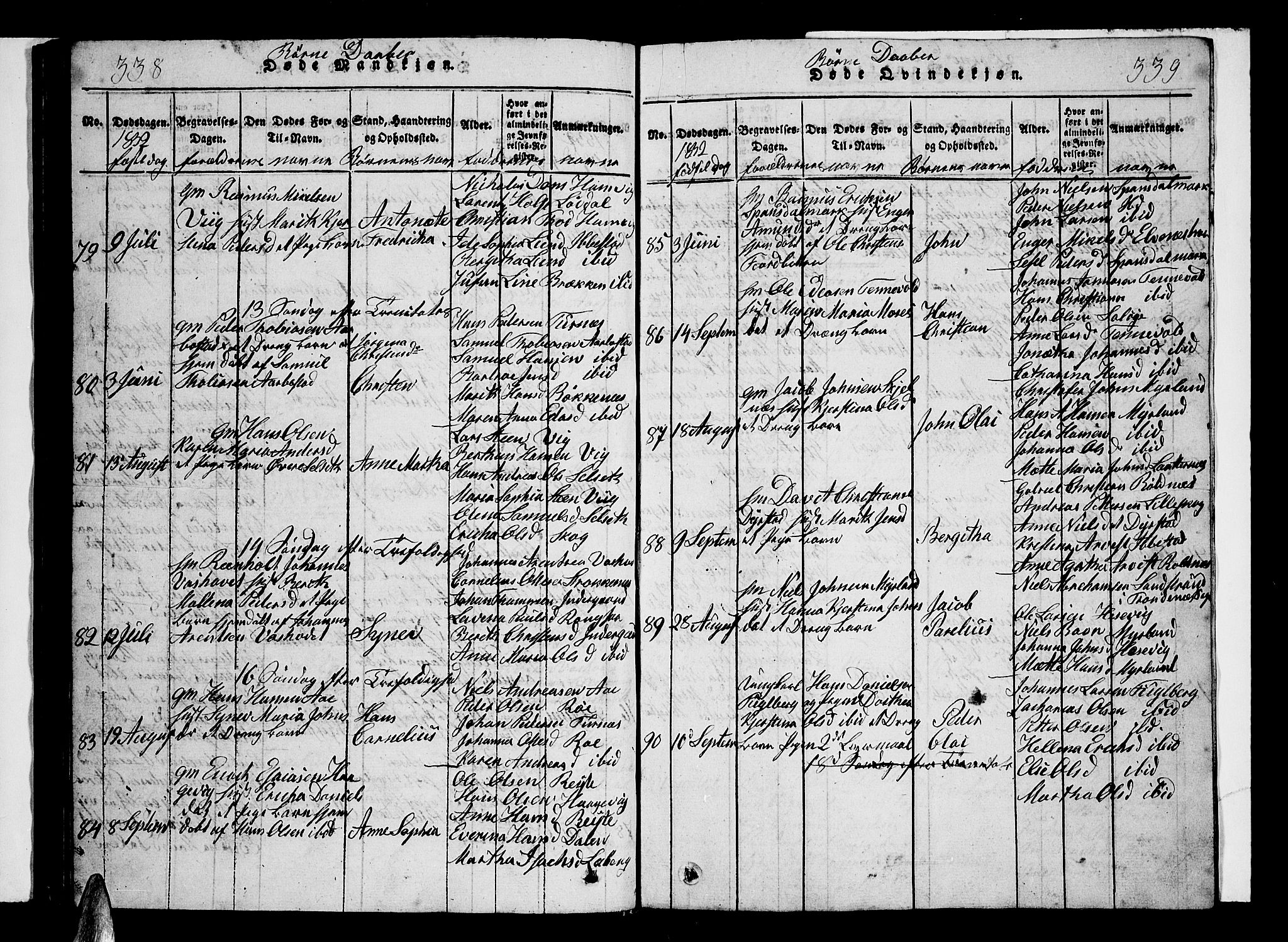 Ibestad sokneprestembete, AV/SATØ-S-0077/H/Ha/Hab/L0002klokker: Klokkerbok nr. 2, 1821-1833, s. 338-339