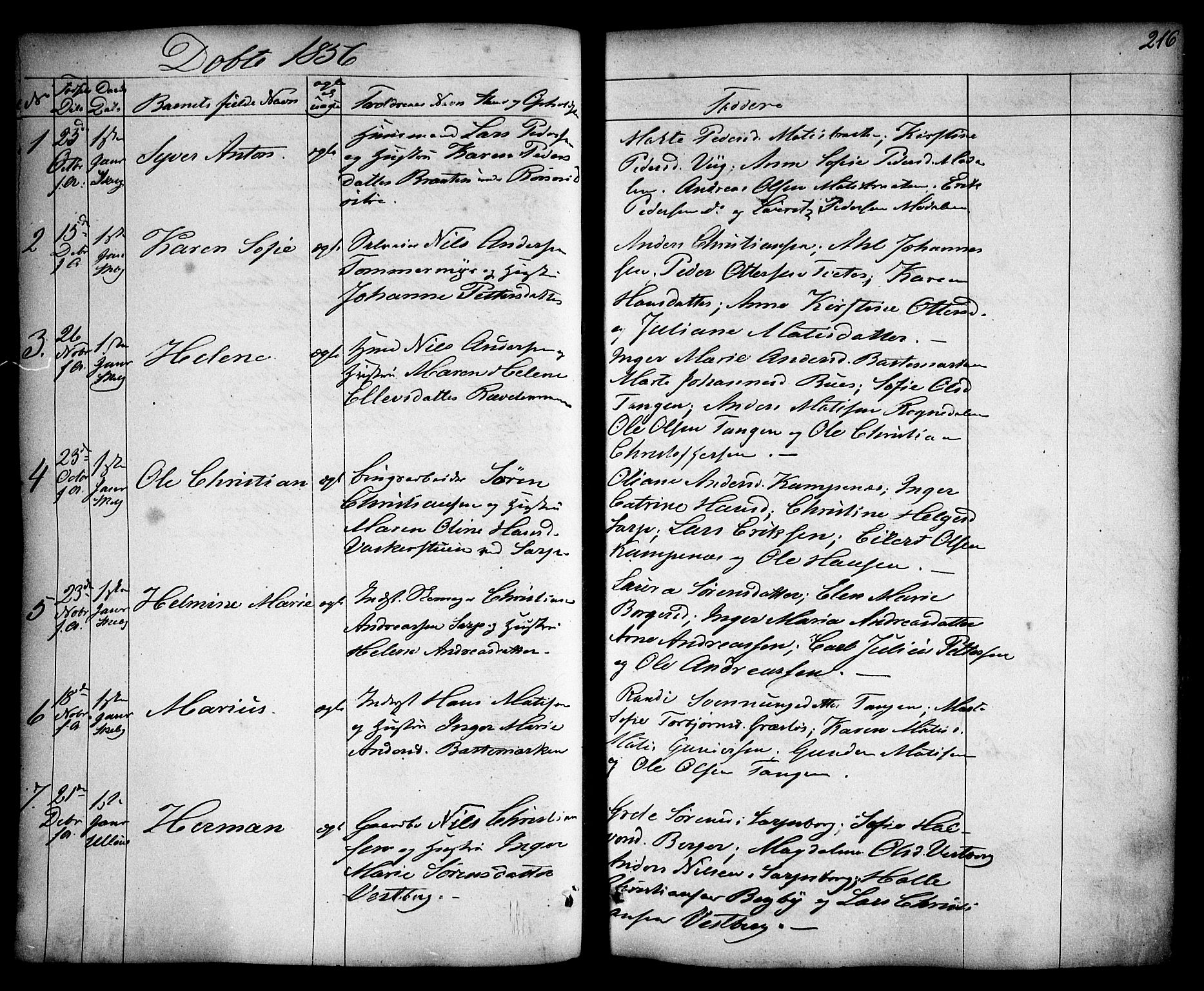 Skjeberg prestekontor Kirkebøker, AV/SAO-A-10923/F/Fa/L0006: Ministerialbok nr. I 6, 1846-1858, s. 216