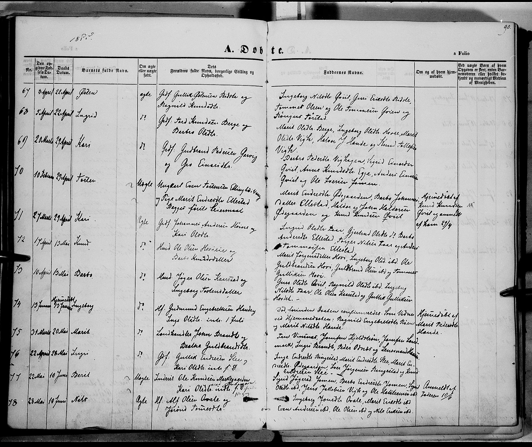 Vestre Slidre prestekontor, AV/SAH-PREST-136/H/Ha/Haa/L0001: Ministerialbok nr. 1, 1844-1855, s. 90