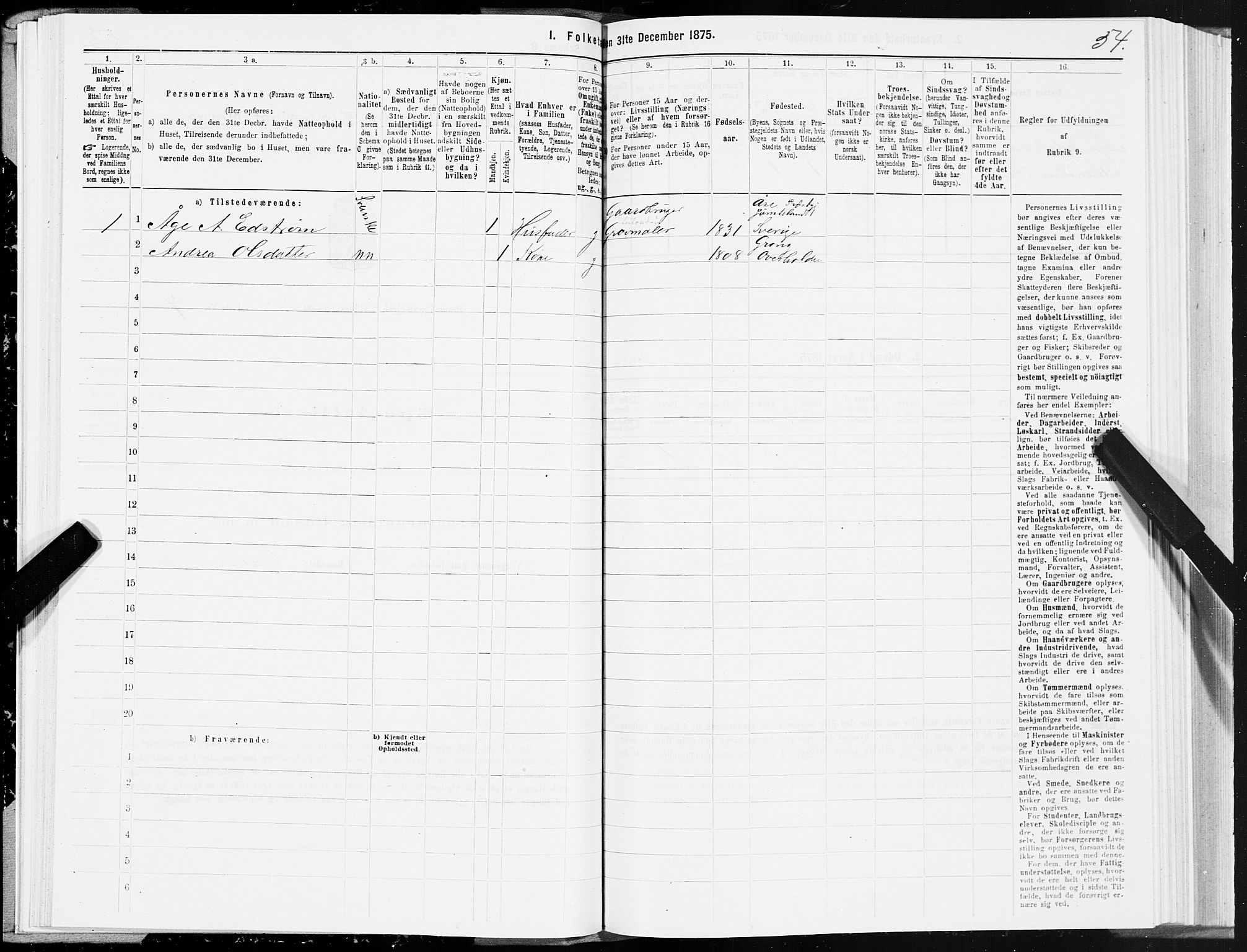 SAT, Folketelling 1875 for 1814P Brønnøy prestegjeld, 1875, s. 1054