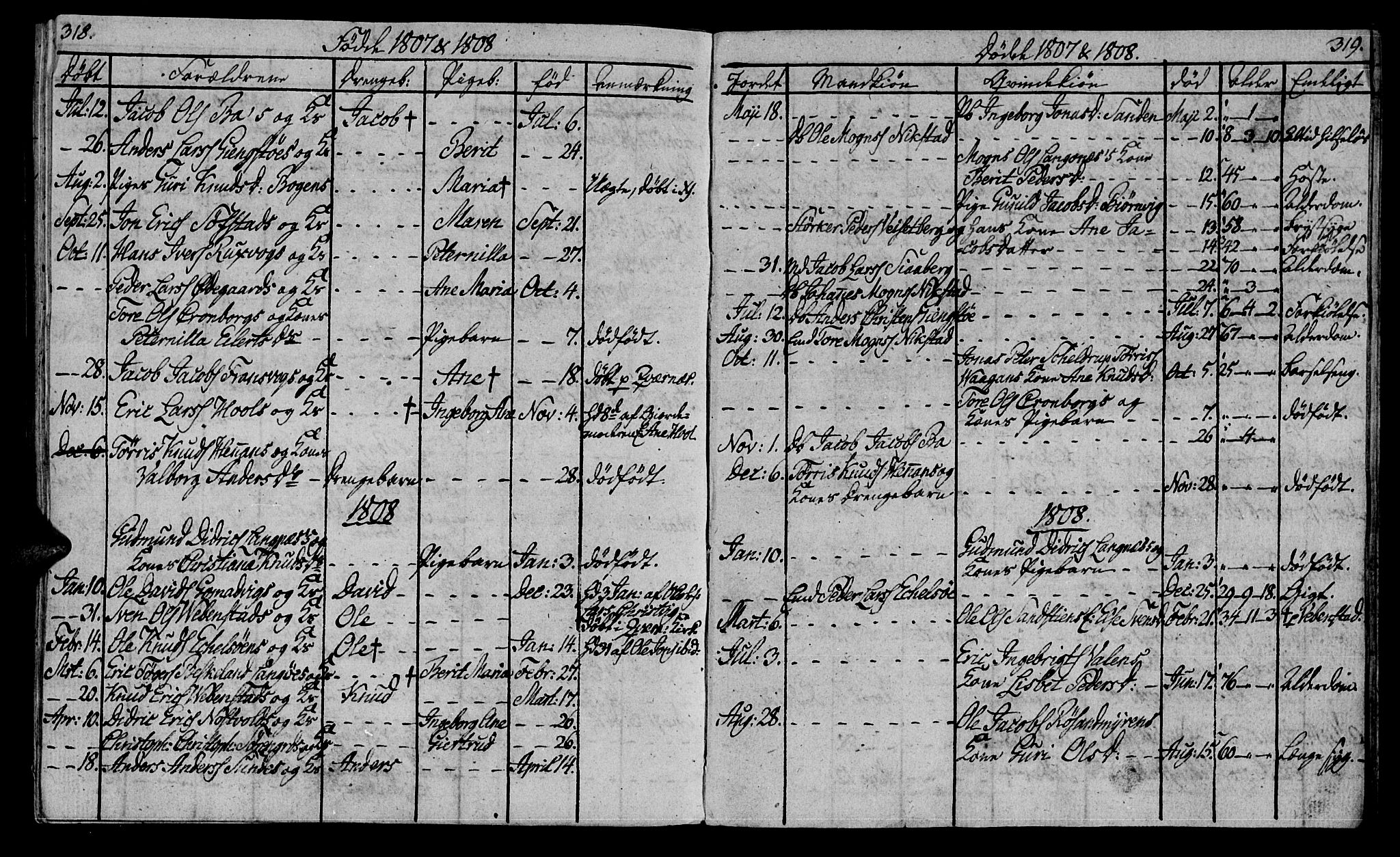 Ministerialprotokoller, klokkerbøker og fødselsregistre - Møre og Romsdal, AV/SAT-A-1454/569/L0817: Ministerialbok nr. 569A03, 1805-1819, s. 318-319