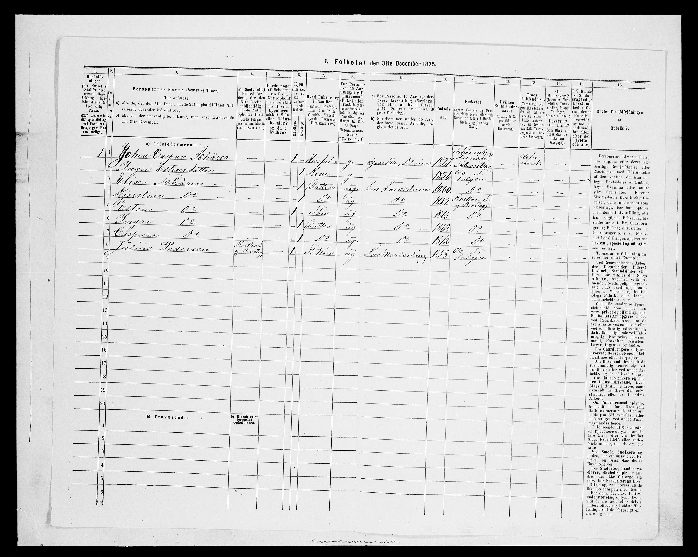 SAH, Folketelling 1875 for 0440P Kvikne prestegjeld, 1875, s. 262