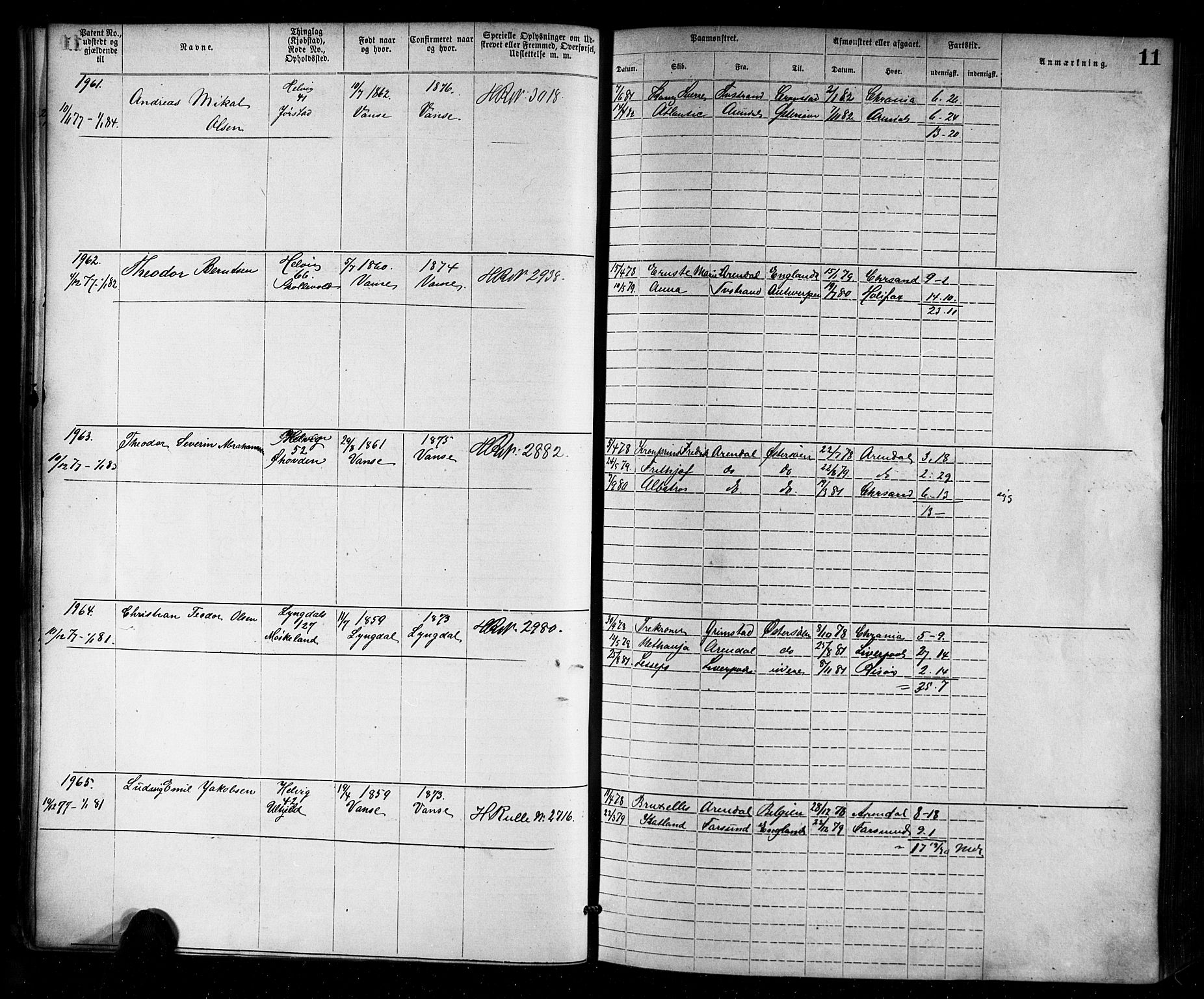 Farsund mønstringskrets, AV/SAK-2031-0017/F/Fa/L0006: Annotasjonsrulle nr 1911-3805 med register, Z-3, 1877-1894, s. 37