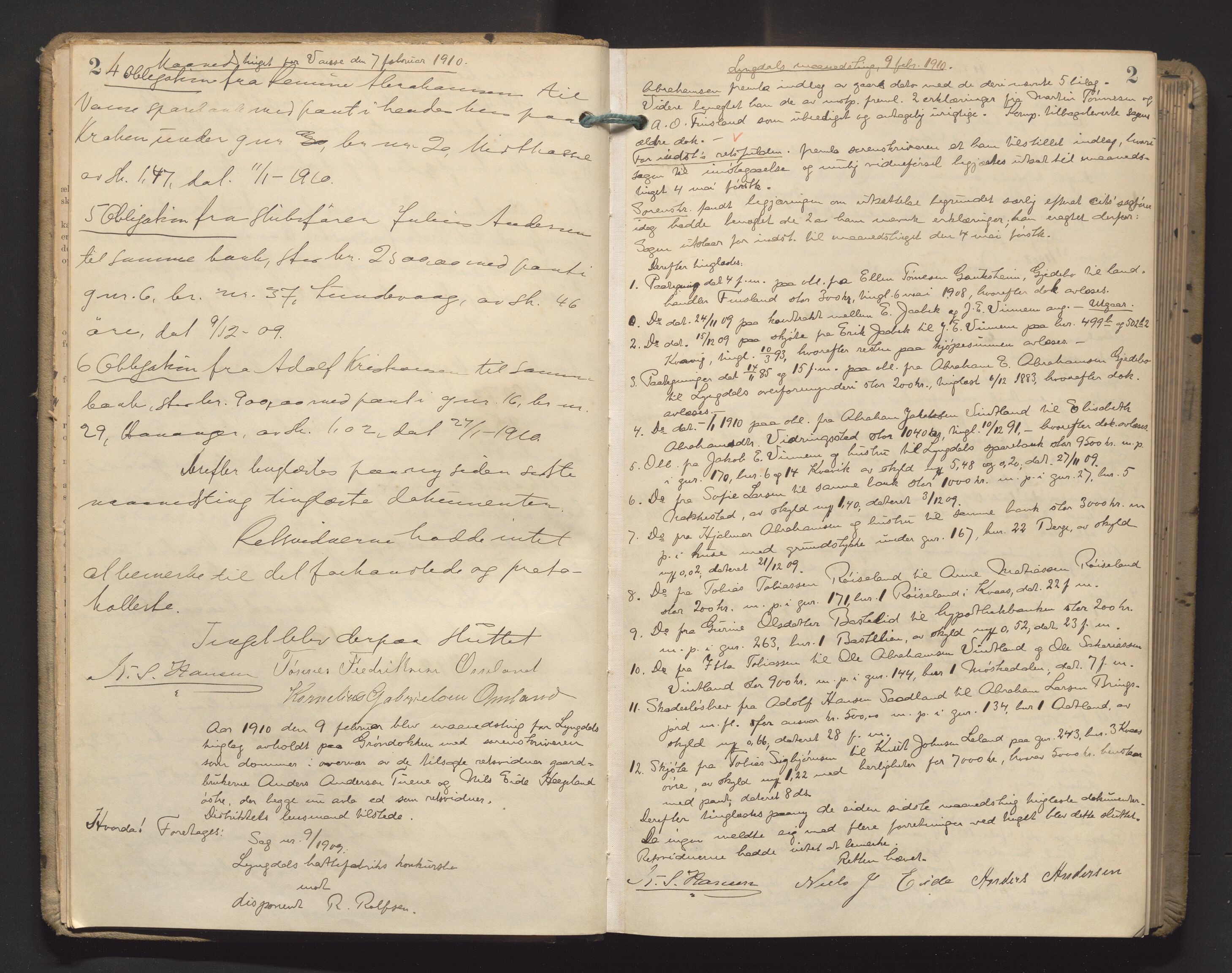 Lyngdal sorenskriveri, AV/SAK-1221-0004/F/Fa/L0059: Tingbok nr. 17, 1910-1916, s. 2