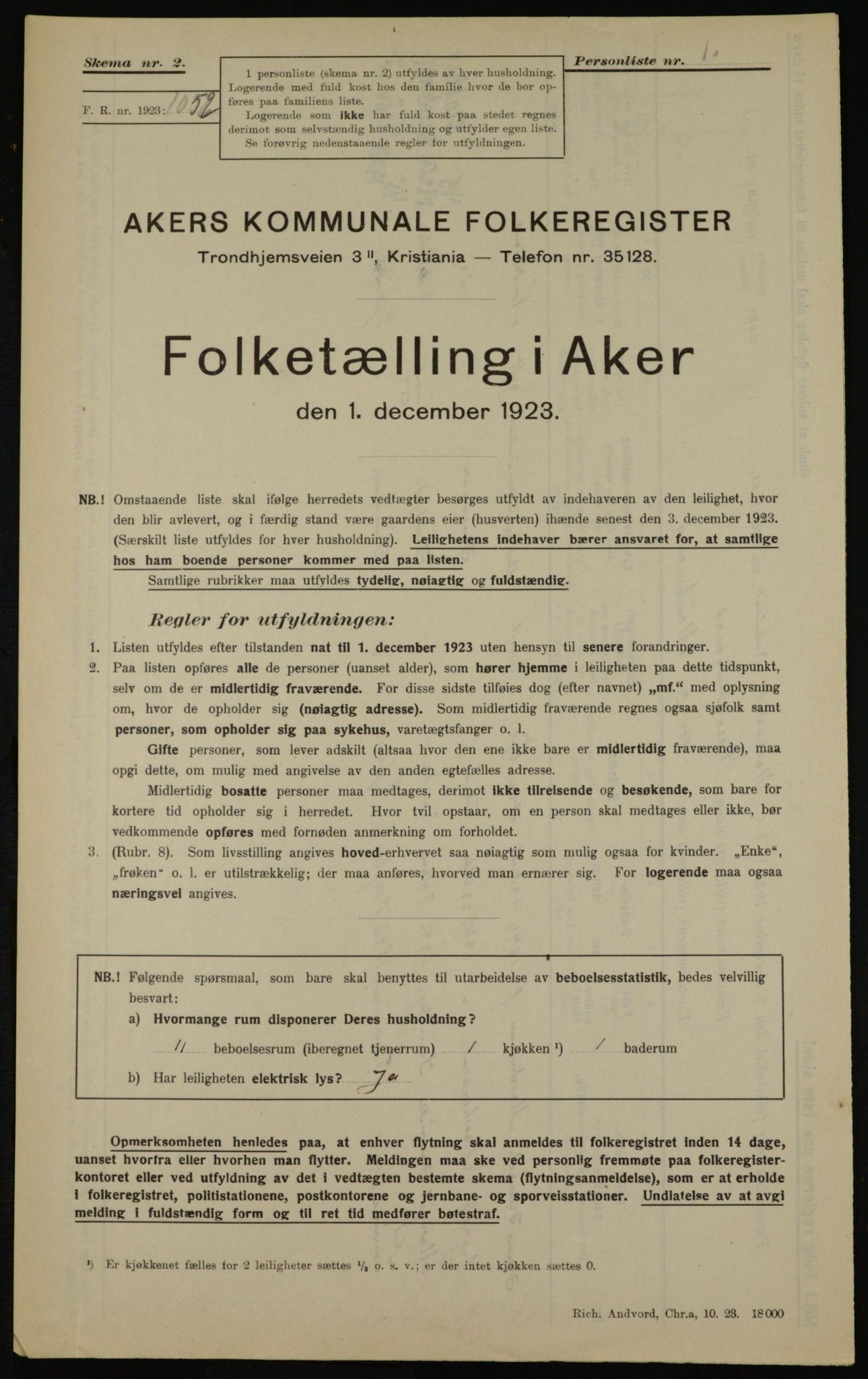 , Kommunal folketelling 1.12.1923 for Aker, 1923, s. 42758