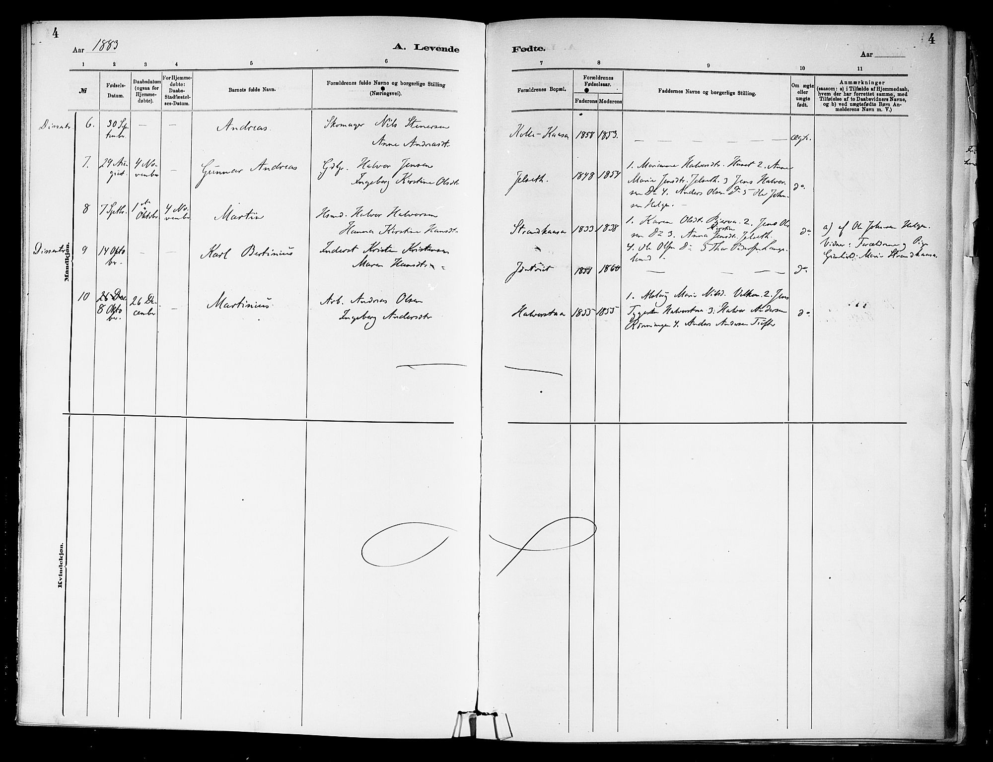 Holla kirkebøker, AV/SAKO-A-272/F/Fa/L0009: Ministerialbok nr. 9, 1881-1897, s. 4