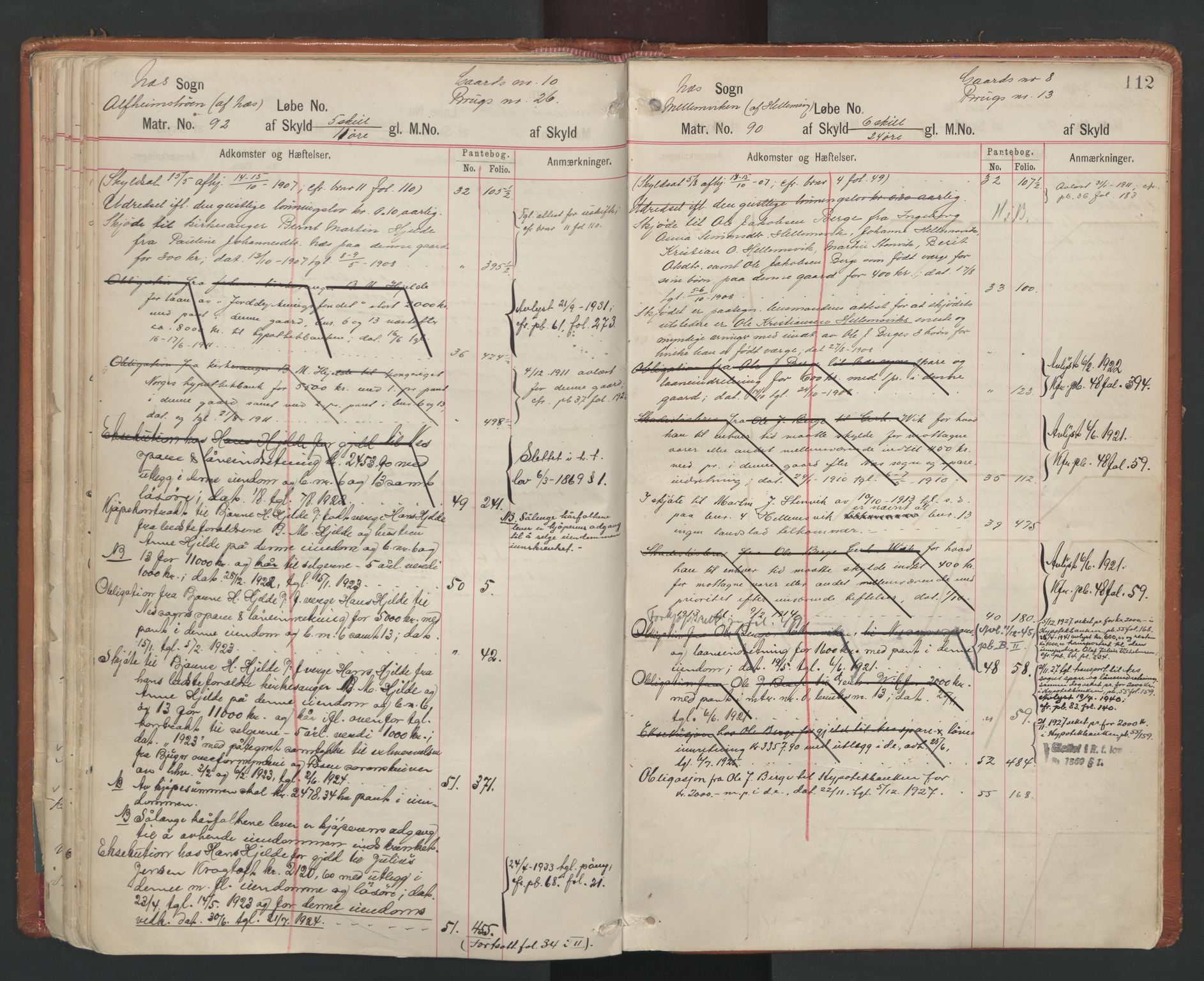 Fosen sorenskriveri, AV/SAT-A-1107/1/2/2A/L0027: Panteregister nr. 27, s. 112