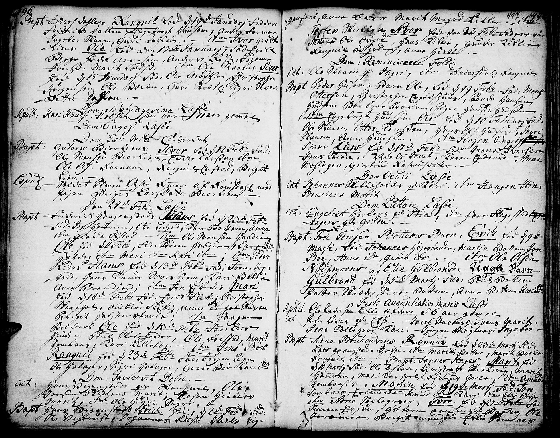 Lesja prestekontor, AV/SAH-PREST-068/H/Ha/Haa/L0002: Ministerialbok nr. 2, 1732-1776, s. 496-497