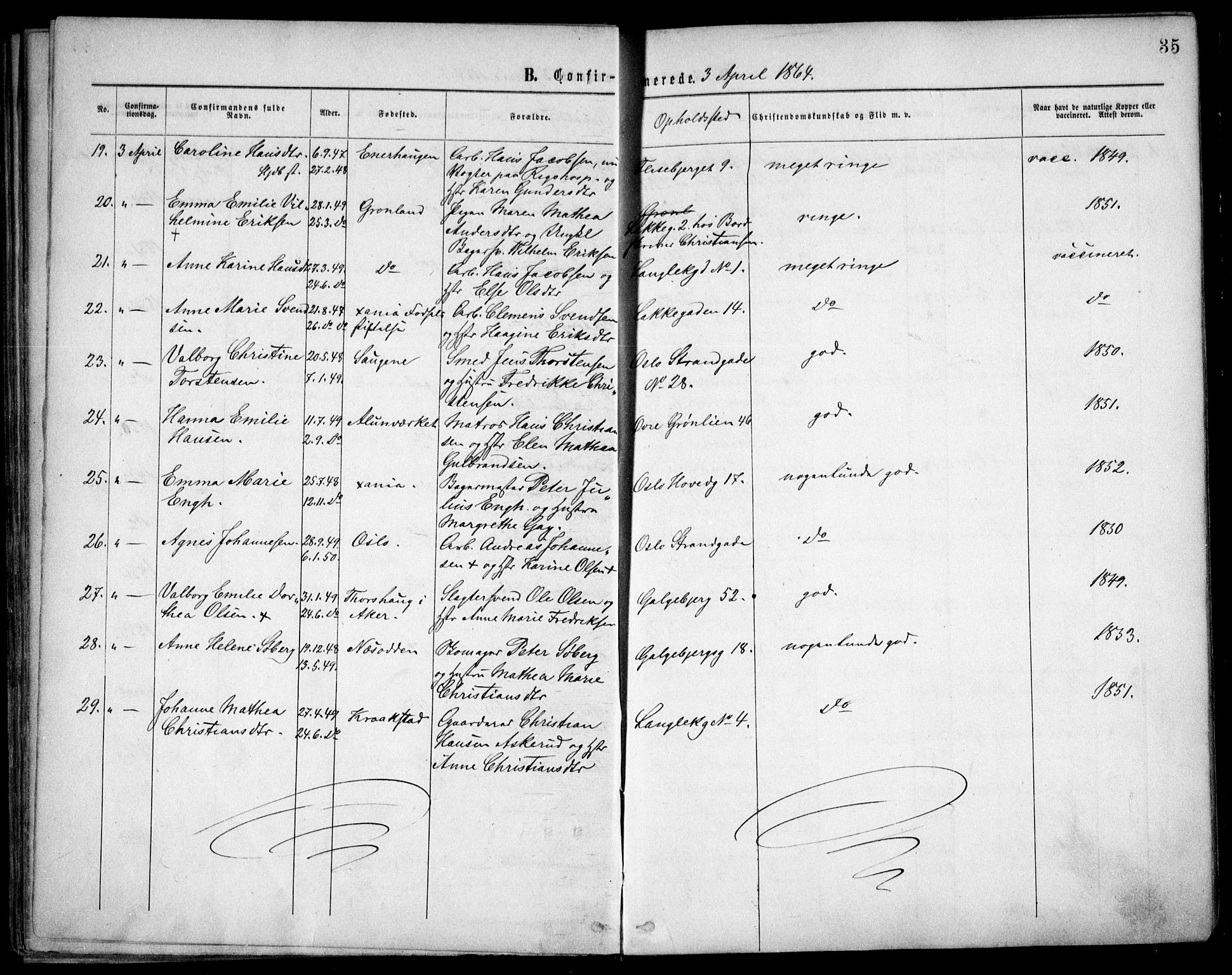 Grønland prestekontor Kirkebøker, AV/SAO-A-10848/F/Fa/L0003: Ministerialbok nr. 3, 1862-1868, s. 35