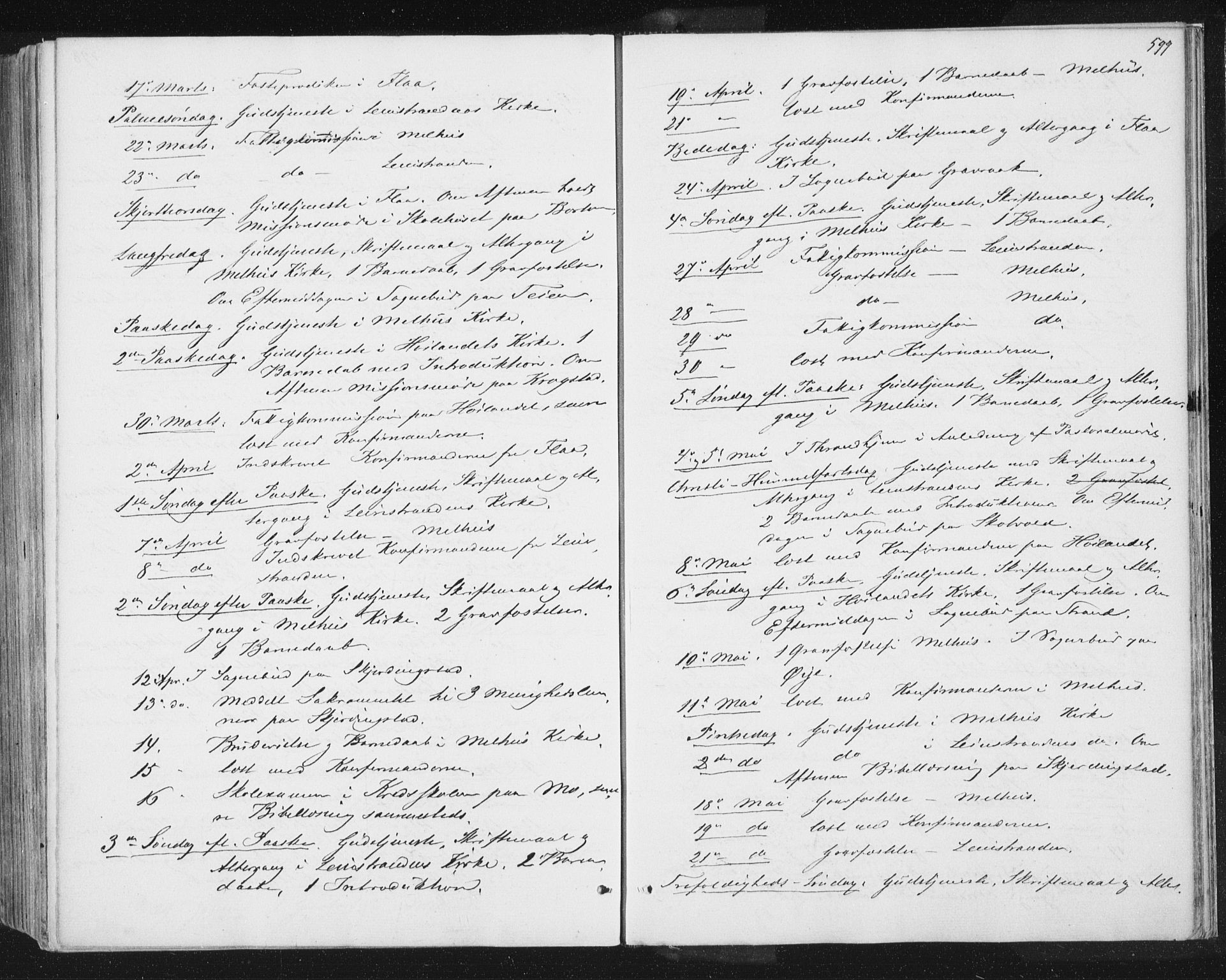 Ministerialprotokoller, klokkerbøker og fødselsregistre - Sør-Trøndelag, SAT/A-1456/691/L1077: Ministerialbok nr. 691A09, 1862-1873, s. 599
