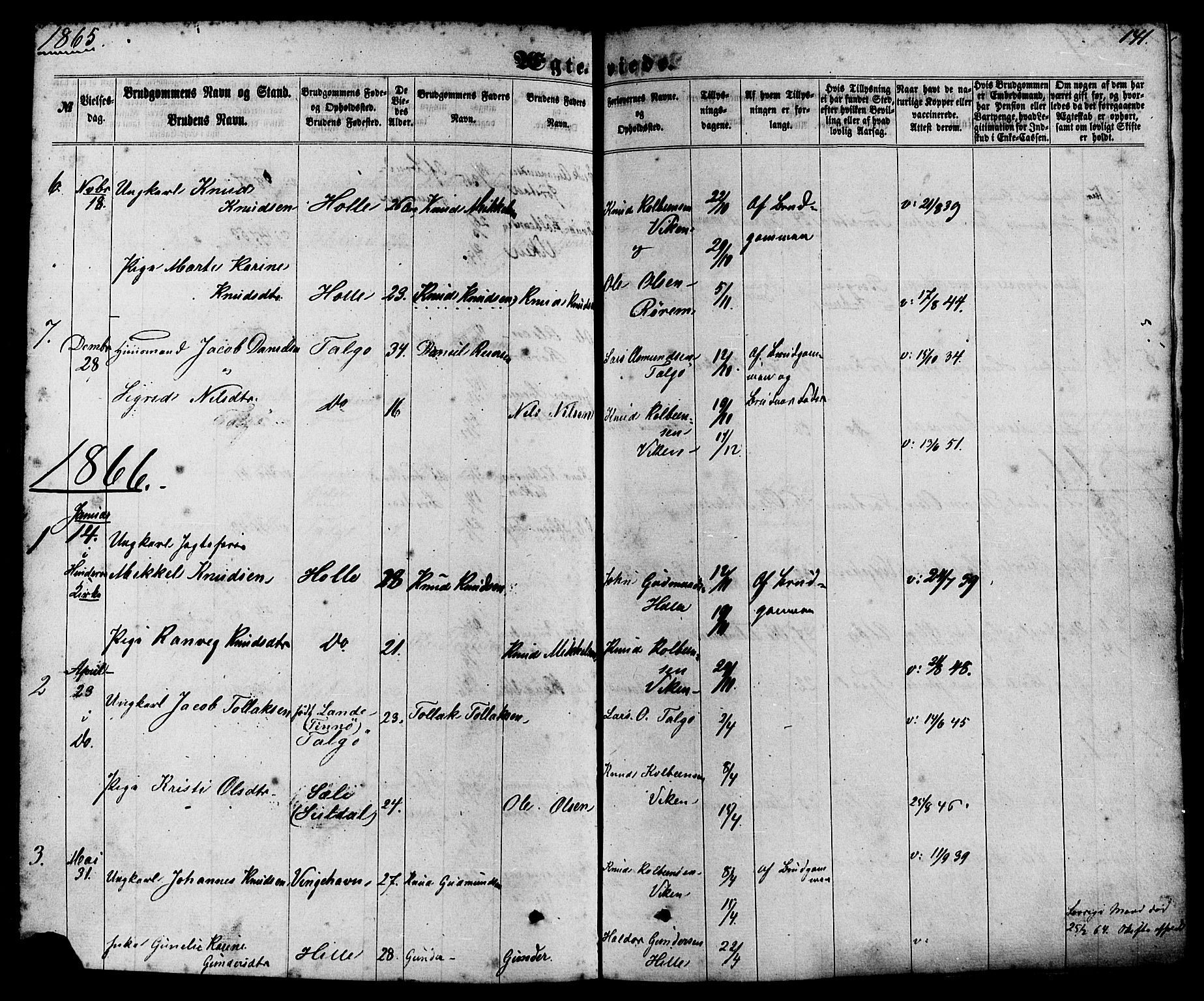 Nedstrand sokneprestkontor, SAST/A-101841/01/IV: Ministerialbok nr. A 10, 1861-1887, s. 141