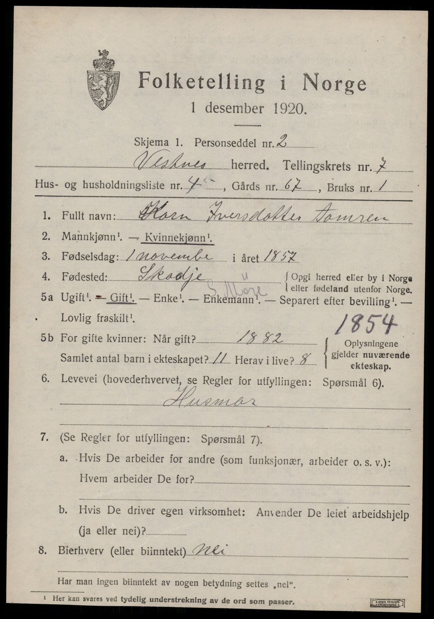 SAT, Folketelling 1920 for 1535 Vestnes herred, 1920, s. 5131