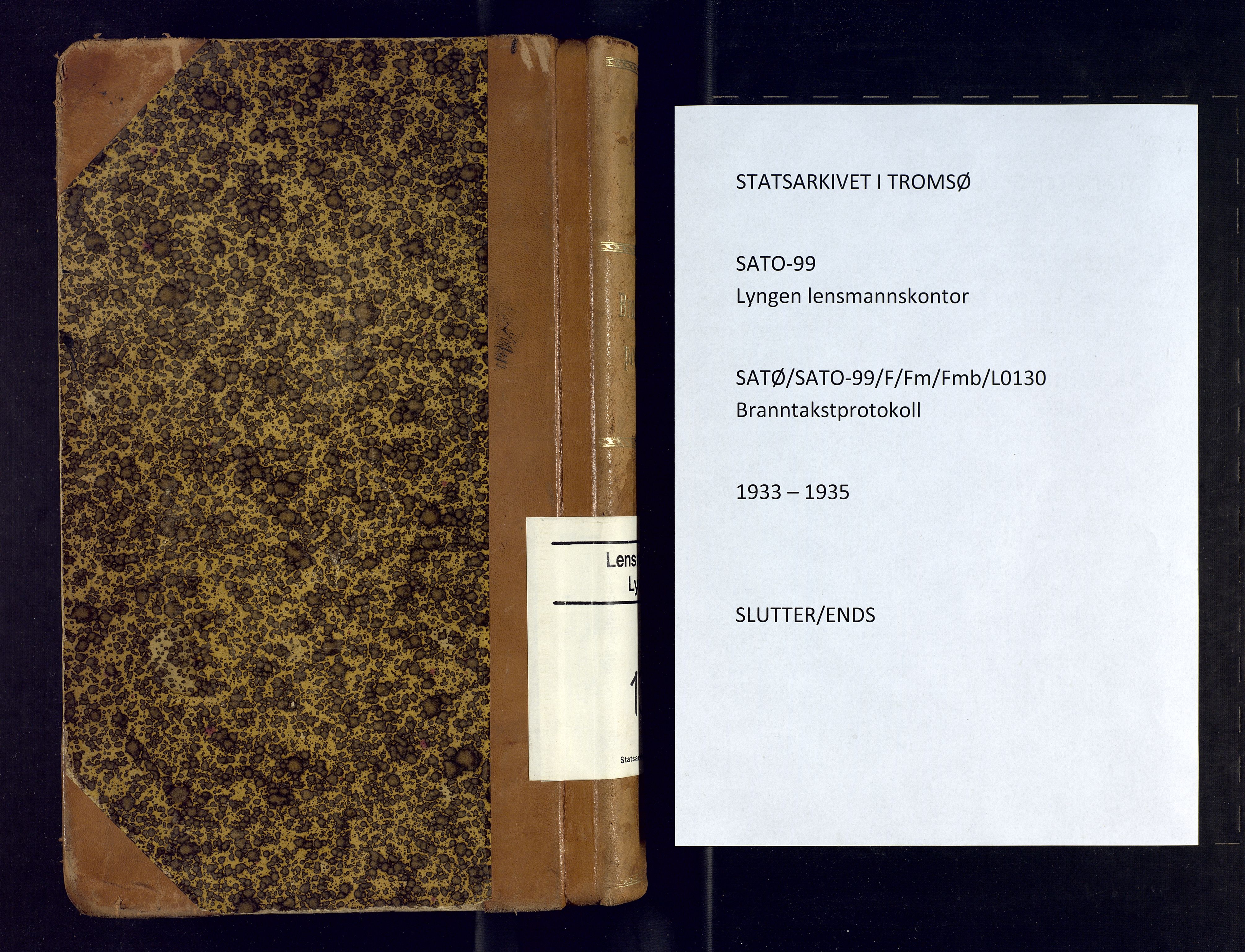 Lyngen lensmannskontor, SATØ/SATO-99/F/Fm/Fmb/L0130: Branntakstprotokoller, 1933-1935