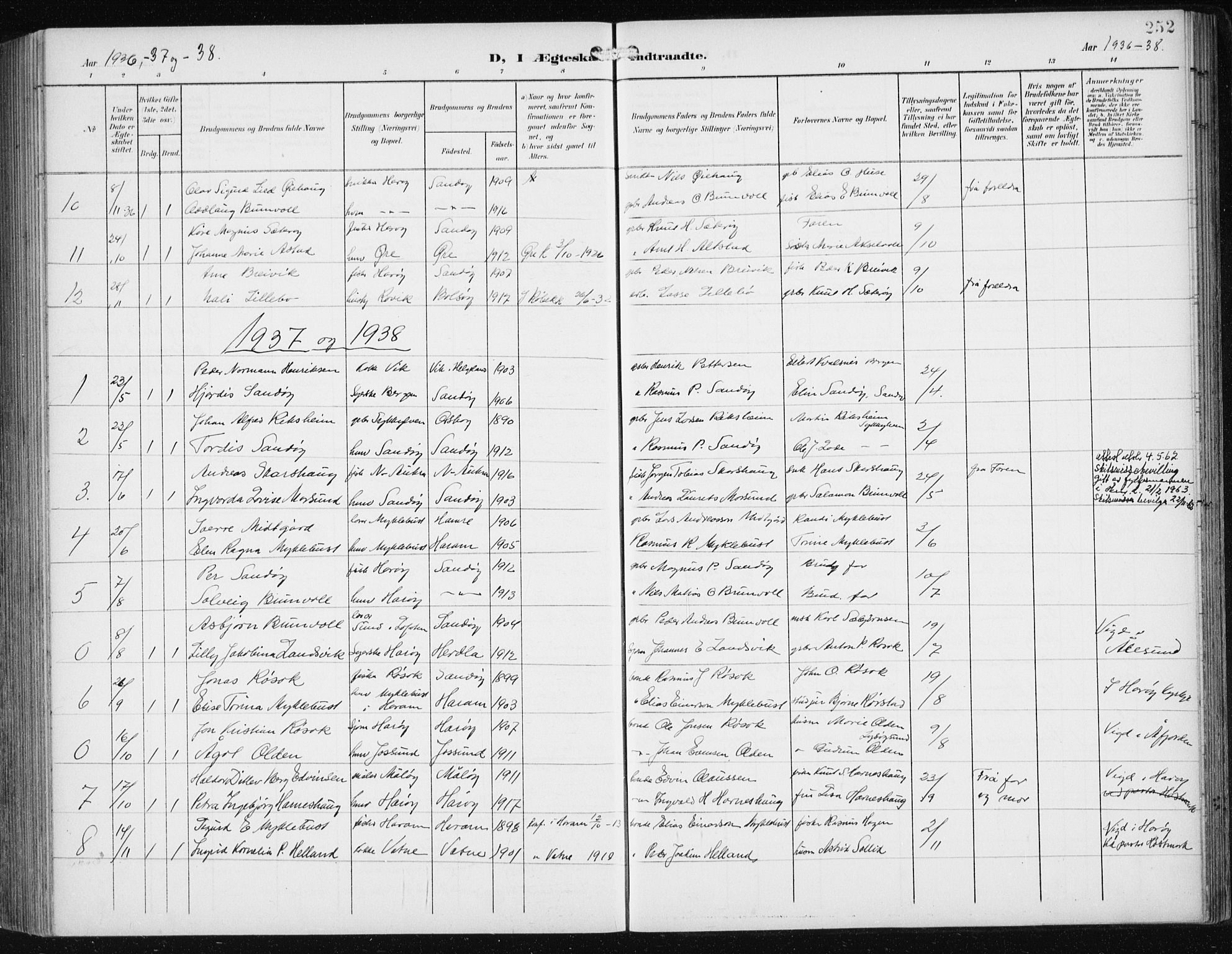 Ministerialprotokoller, klokkerbøker og fødselsregistre - Møre og Romsdal, SAT/A-1454/561/L0733: Klokkerbok nr. 561C03, 1900-1940, s. 252