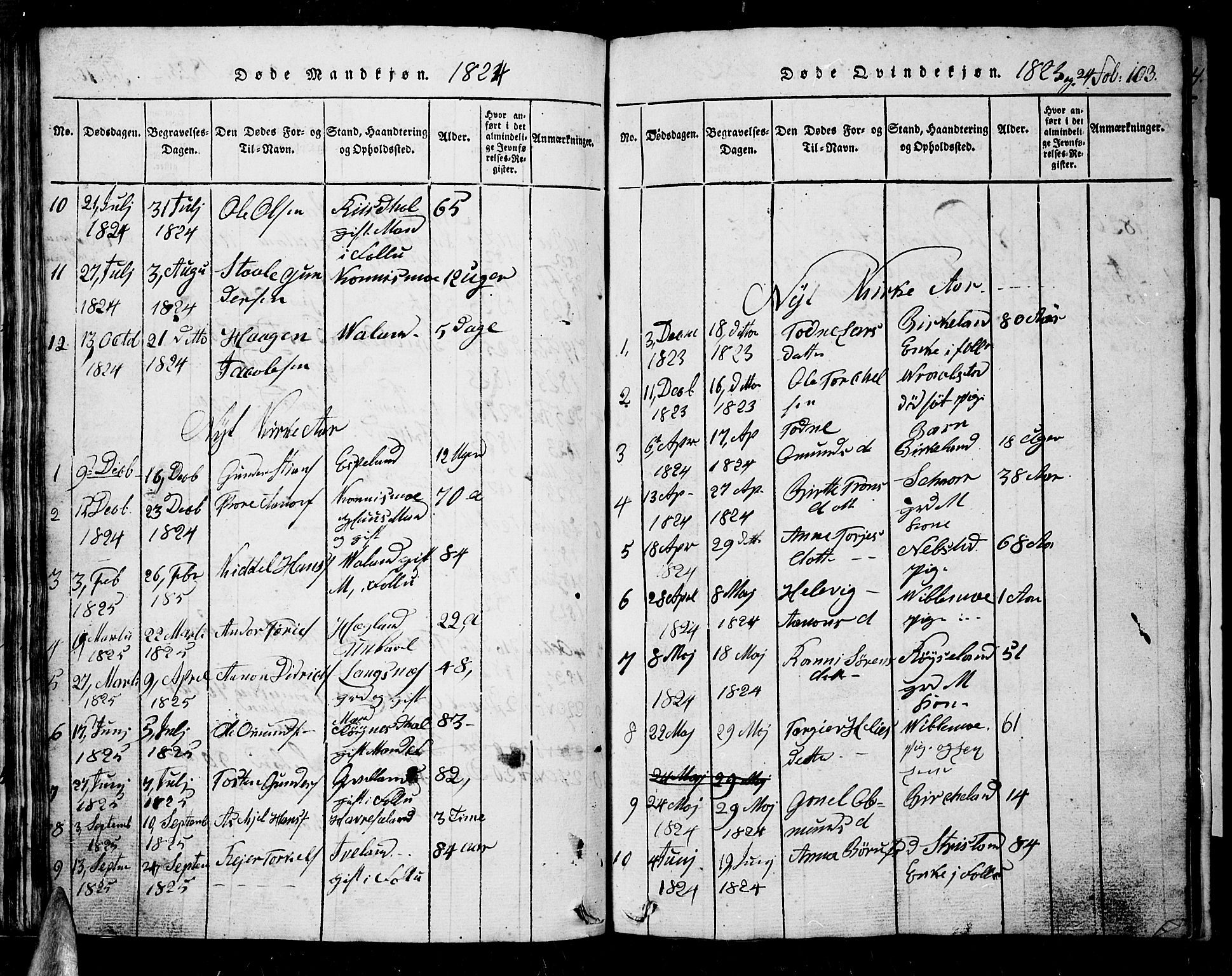 Nord-Audnedal sokneprestkontor, AV/SAK-1111-0032/F/Fb/Fba/L0001: Klokkerbok nr. B 1, 1815-1856, s. 103