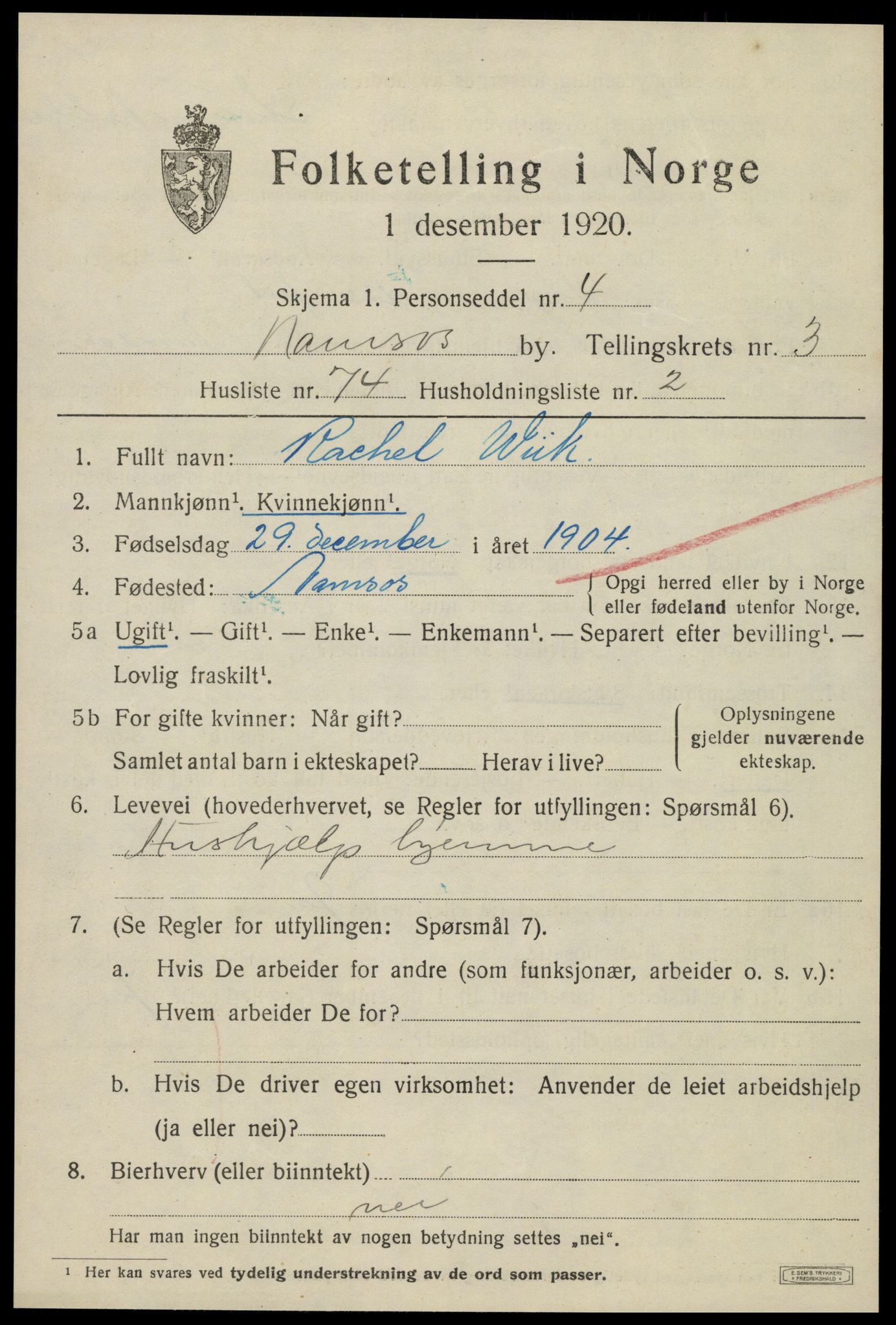 SAT, Folketelling 1920 for 1703 Namsos ladested, 1920, s. 4803