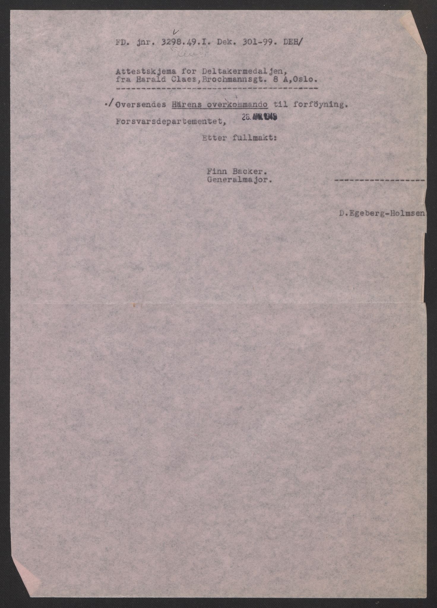 Forsvarsdepartementet, arkivet 1940-1945, RA/RAFA-2062, 1940-1945, s. 740