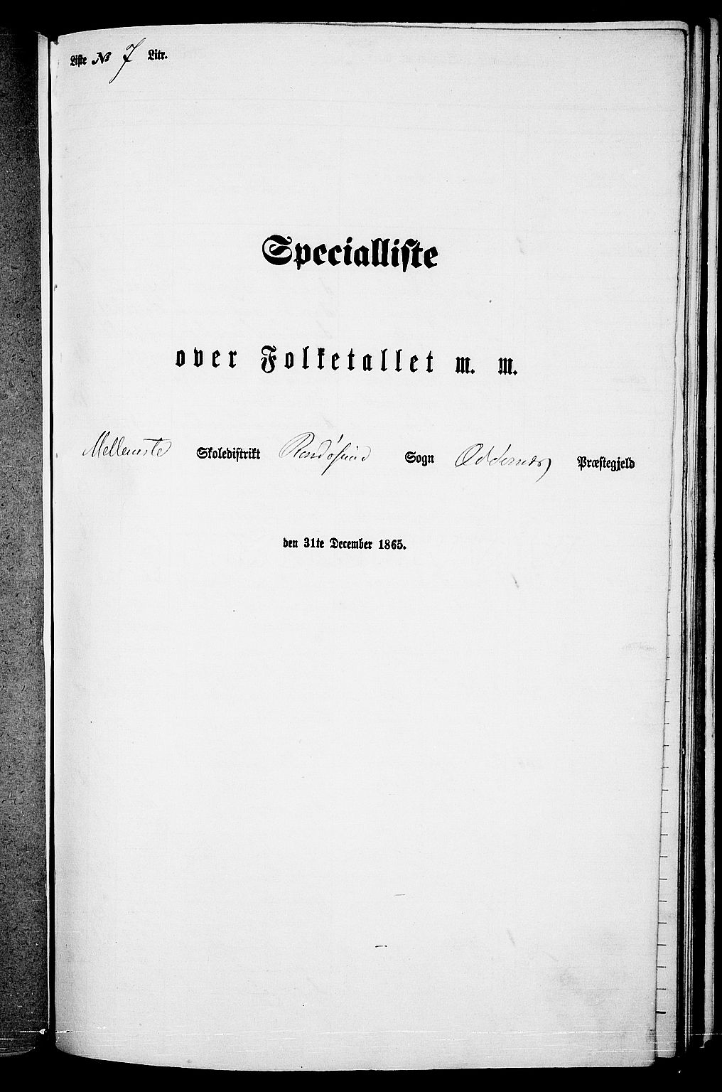 RA, Folketelling 1865 for 1012P Oddernes prestegjeld, 1865, s. 128