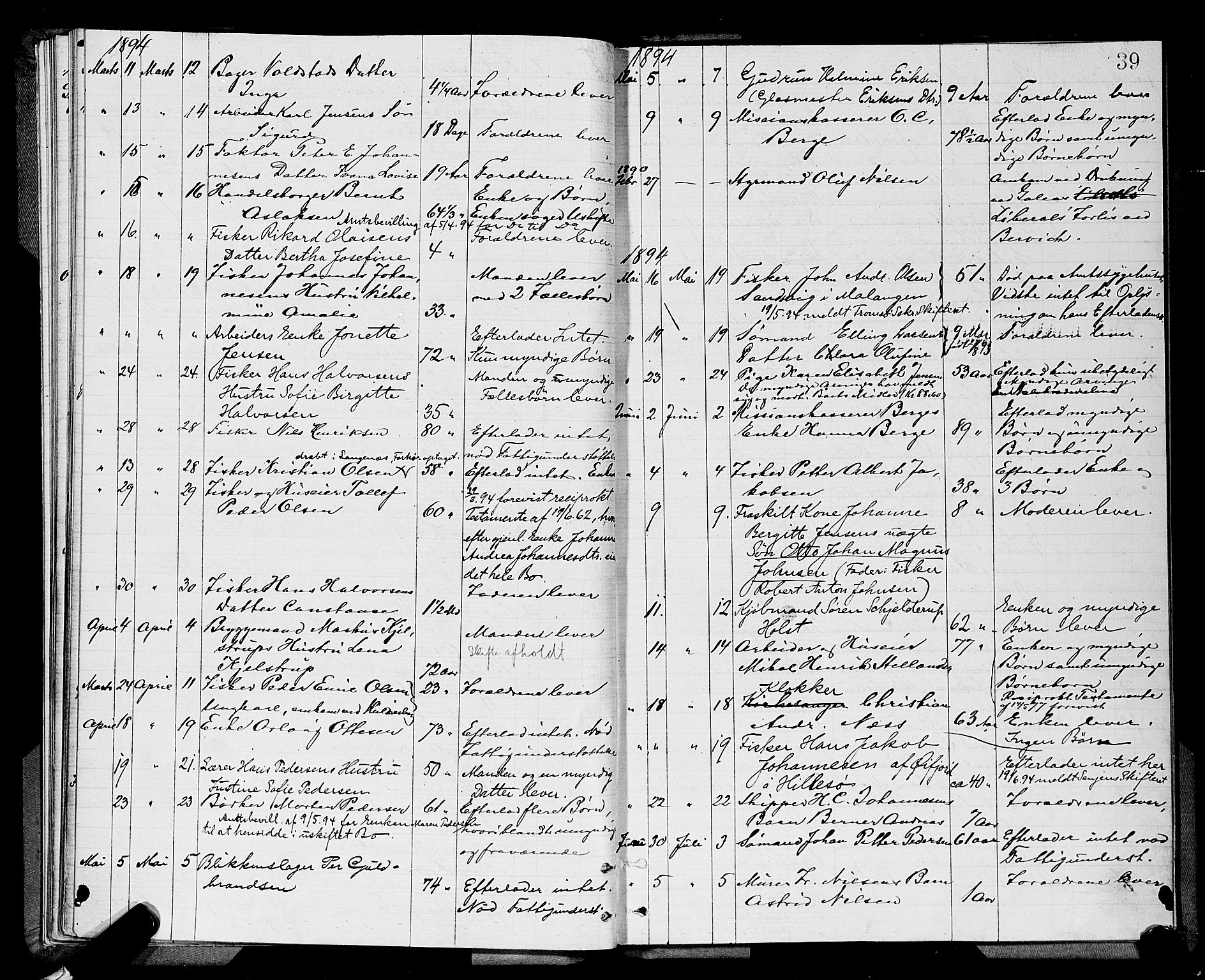 Tromsø byfogd/byrett, AV/SATØ-SATØ-0063/1/M/Mb/L0652: Dødsanmeldelsesprotokoll, 1882-1901, s. 38b-39a