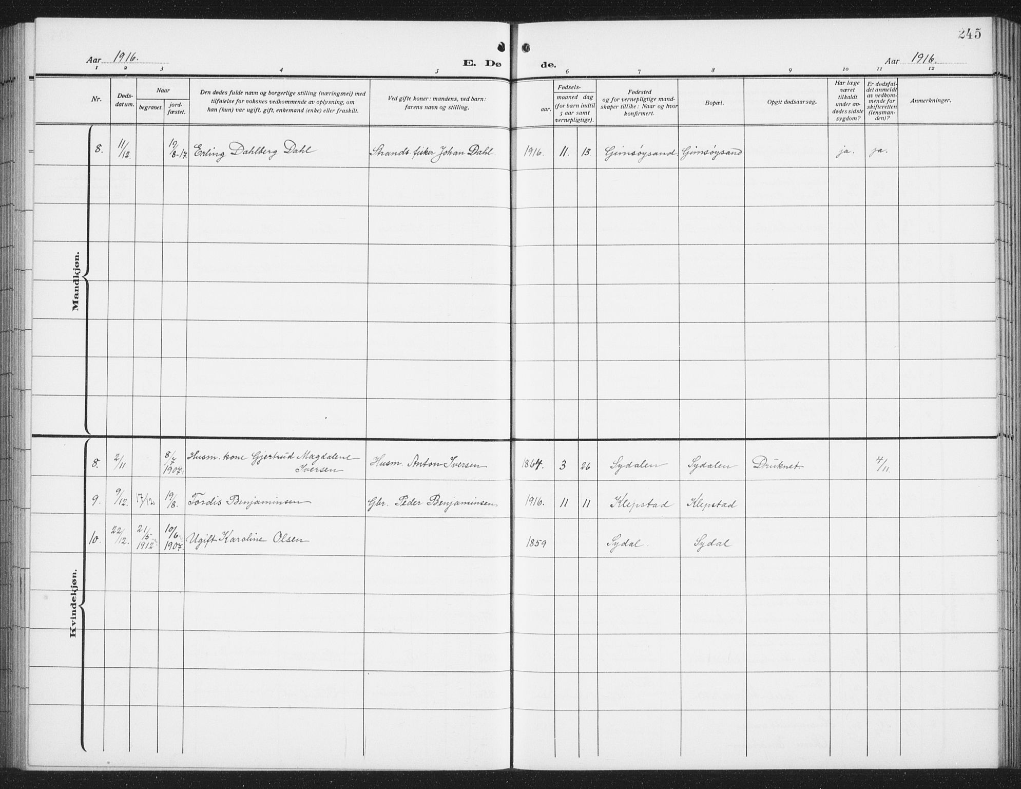 Ministerialprotokoller, klokkerbøker og fødselsregistre - Nordland, SAT/A-1459/876/L1106: Klokkerbok nr. 876C05, 1915-1942, s. 245