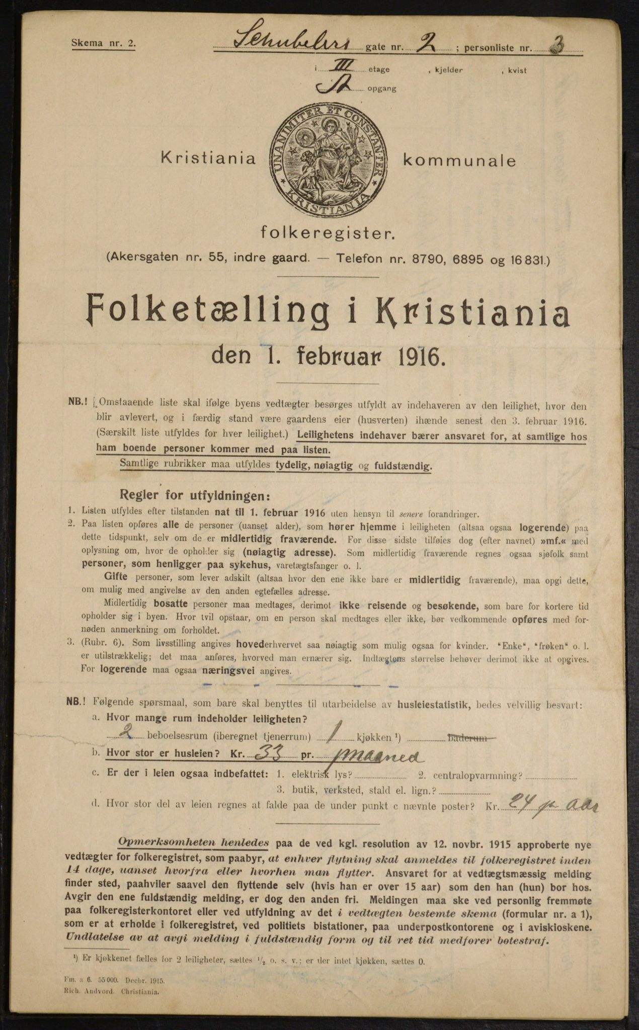 OBA, Kommunal folketelling 1.2.1916 for Kristiania, 1916, s. 95110