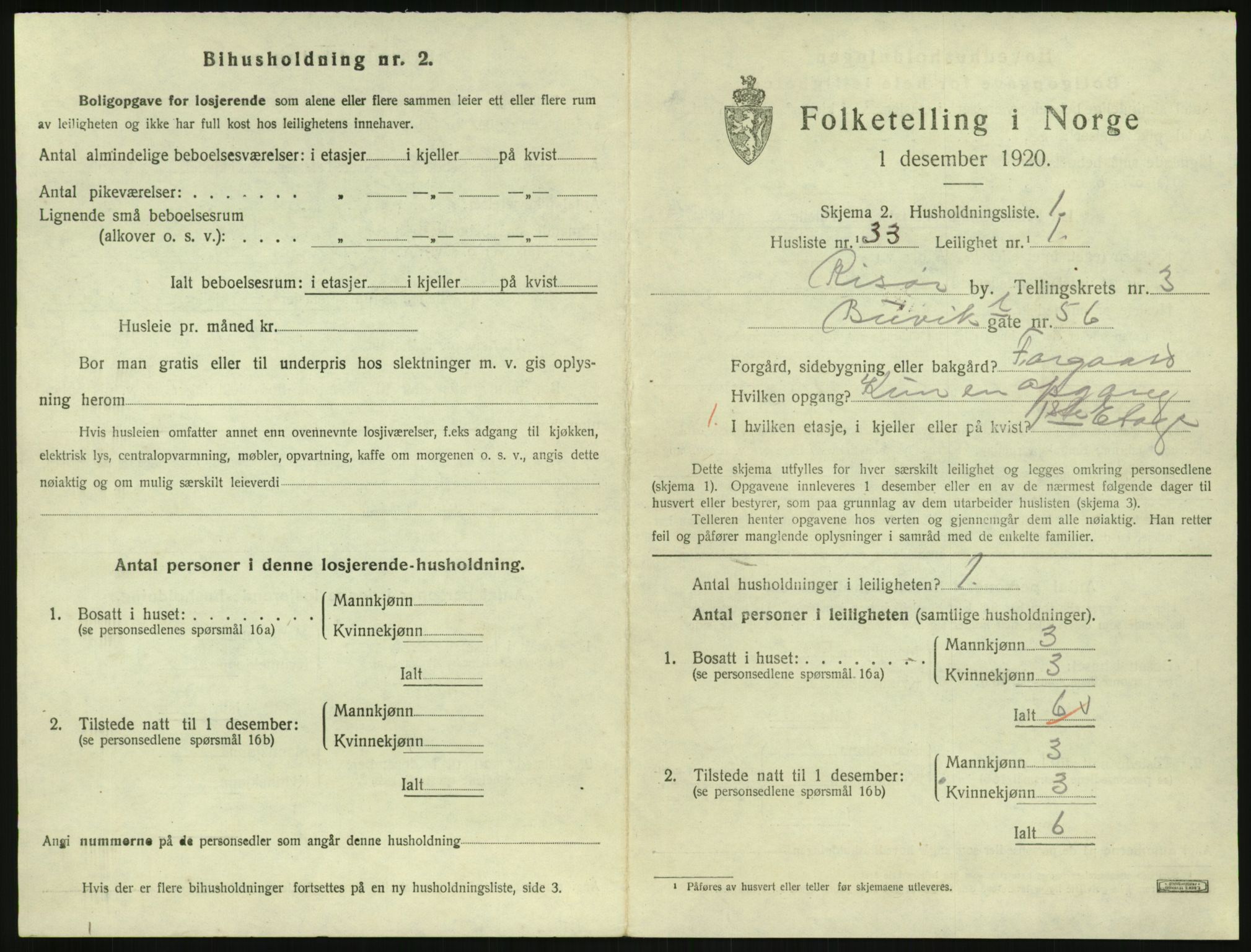 SAK, Folketelling 1920 for 0901 Risør kjøpstad, 1920, s. 2613