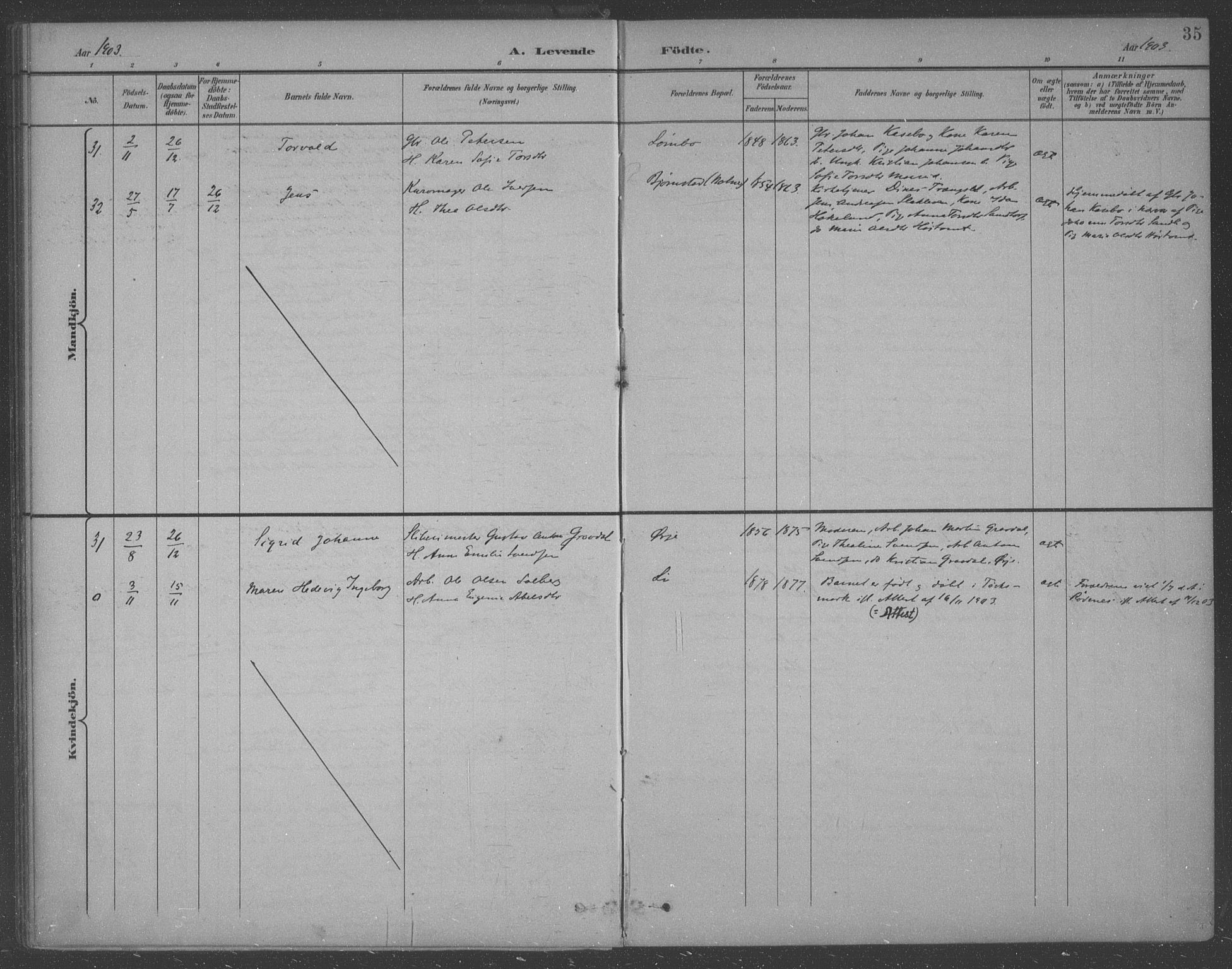 Aremark prestekontor Kirkebøker, SAO/A-10899/F/Fb/L0005: Ministerialbok nr. II 5, 1895-1919, s. 35