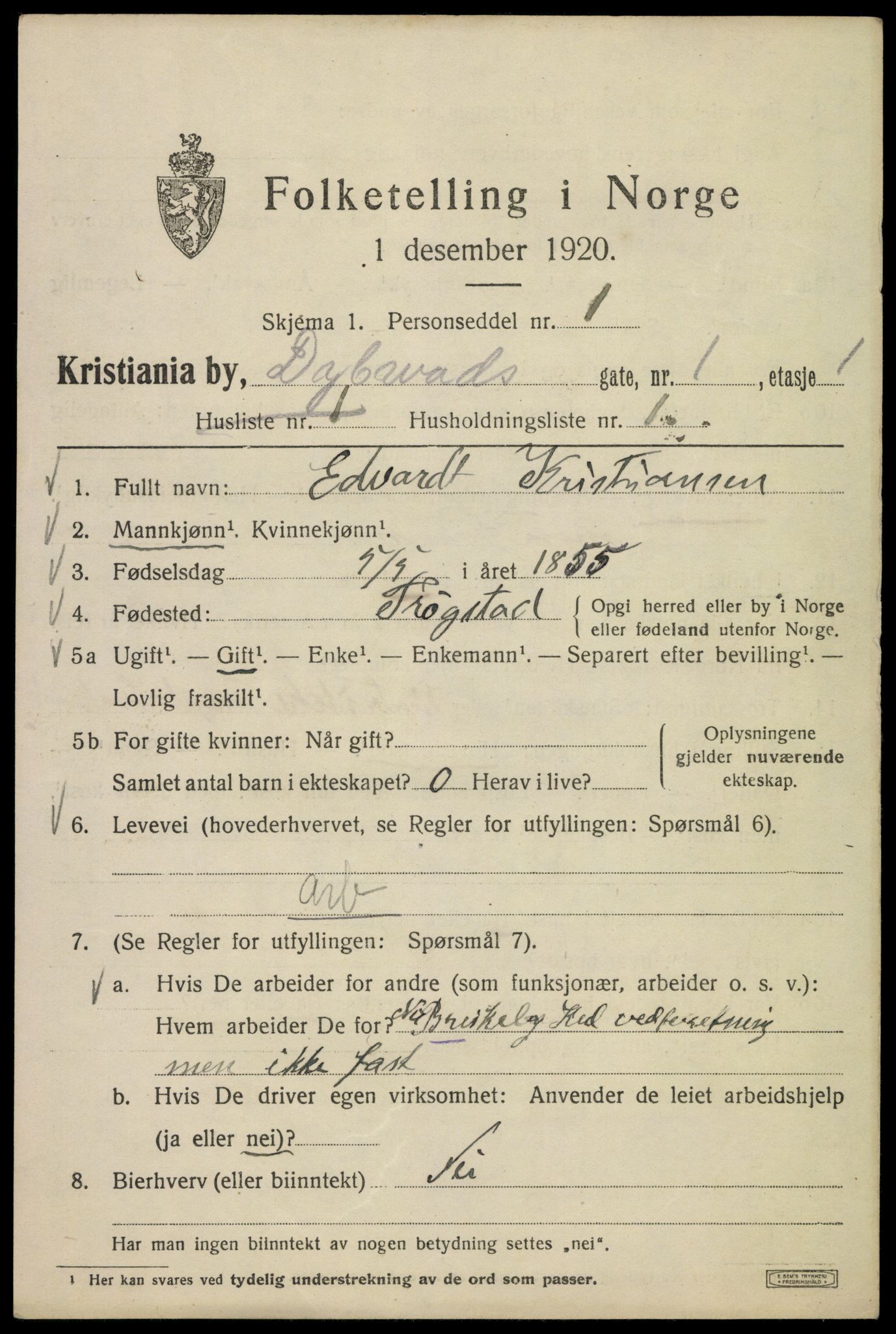 SAO, Folketelling 1920 for 0301 Kristiania kjøpstad, 1920, s. 203875