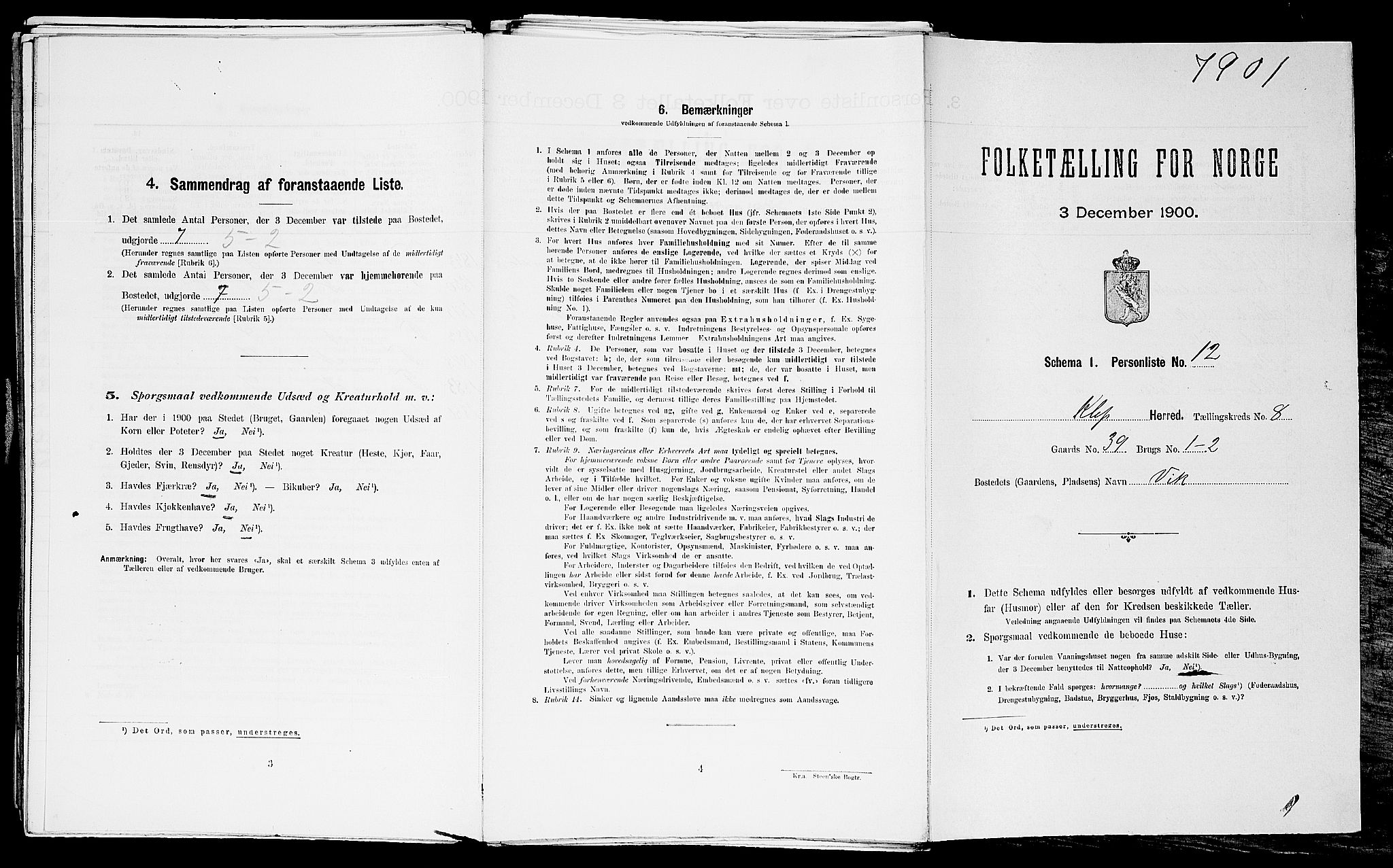 SAST, Folketelling 1900 for 1120 Klepp herred, 1900, s. 733