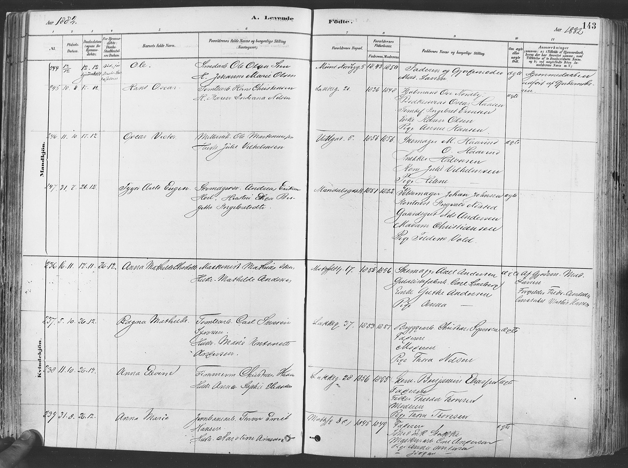 Grønland prestekontor Kirkebøker, SAO/A-10848/F/Fa/L0007: Ministerialbok nr. 7, 1878-1888, s. 143