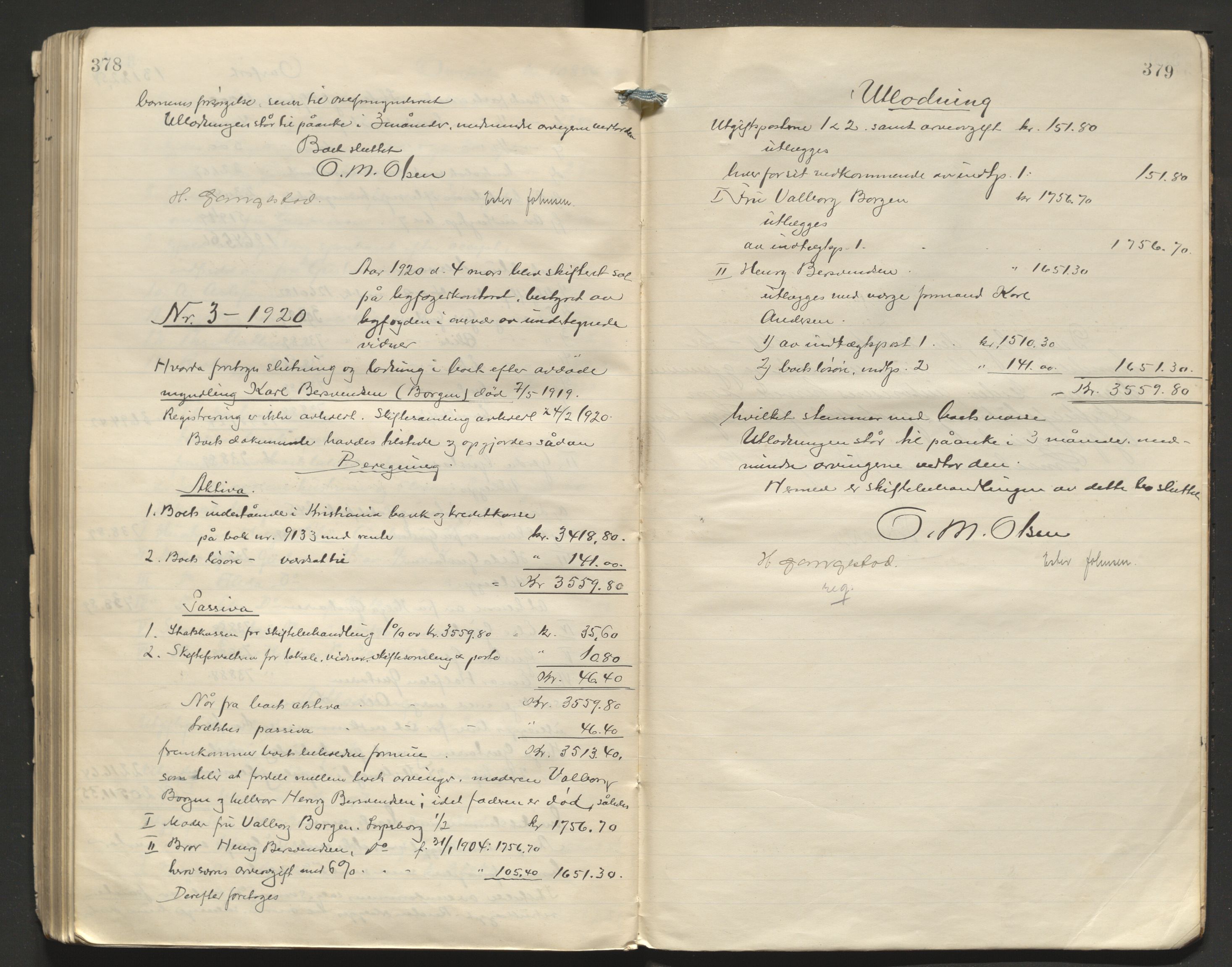 Sarpsborg byfogd, AV/SAO-A-10864/H/He/L0003: Skifteutlodningsprotokoll, 1906-1920, s. 378-379