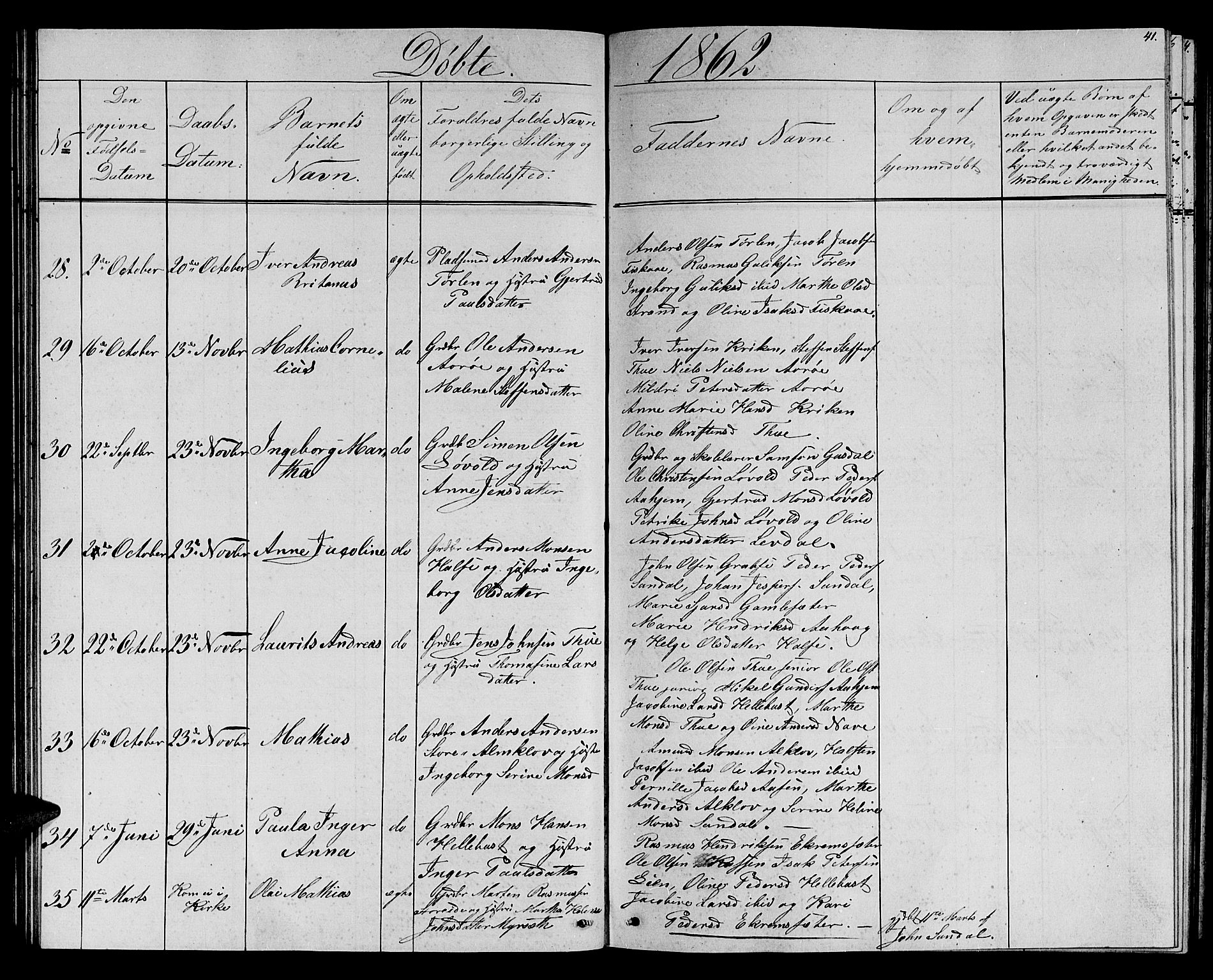 Ministerialprotokoller, klokkerbøker og fødselsregistre - Møre og Romsdal, AV/SAT-A-1454/501/L0015: Klokkerbok nr. 501C01, 1854-1867, s. 41