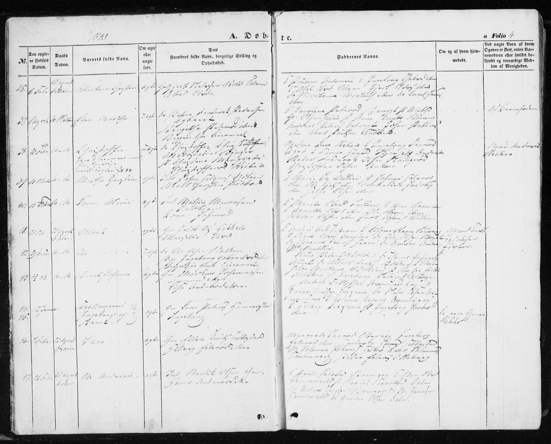 Ministerialprotokoller, klokkerbøker og fødselsregistre - Sør-Trøndelag, SAT/A-1456/634/L0529: Ministerialbok nr. 634A05, 1843-1851, s. 4
