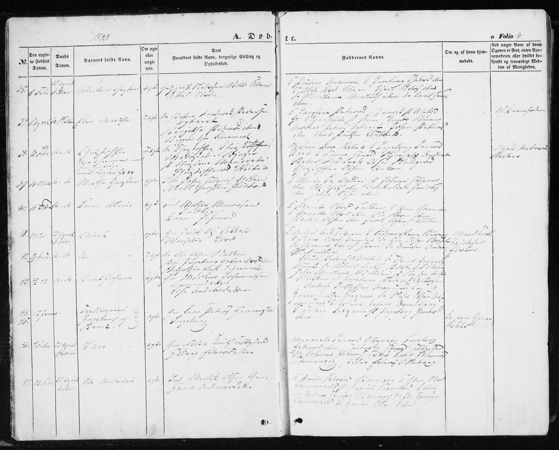 Ministerialprotokoller, klokkerbøker og fødselsregistre - Sør-Trøndelag, AV/SAT-A-1456/634/L0529: Ministerialbok nr. 634A05, 1843-1851, s. 4