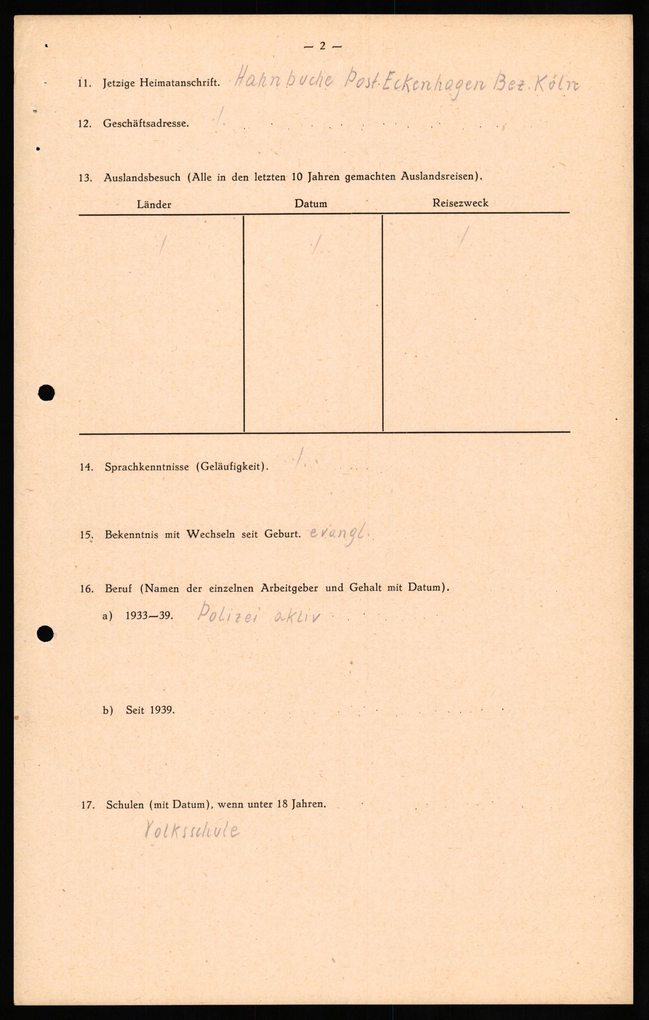 Forsvaret, Forsvarets overkommando II, AV/RA-RAFA-3915/D/Db/L0029: CI Questionaires. Tyske okkupasjonsstyrker i Norge. Tyskere., 1945-1946, s. 45