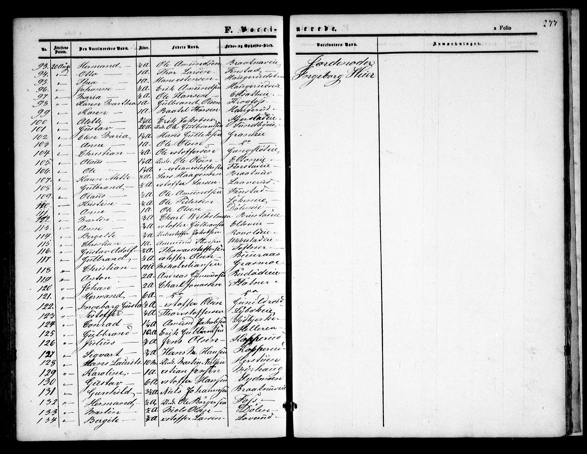 Nannestad prestekontor Kirkebøker, AV/SAO-A-10414a/F/Fa/L0011: Ministerialbok nr. I 11, 1850-1859, s. 277