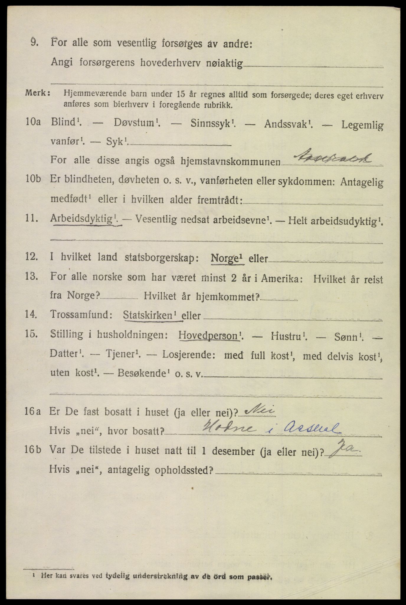 SAK, Folketelling 1920 for 0936 Hornnes herred, 1920, s. 1526