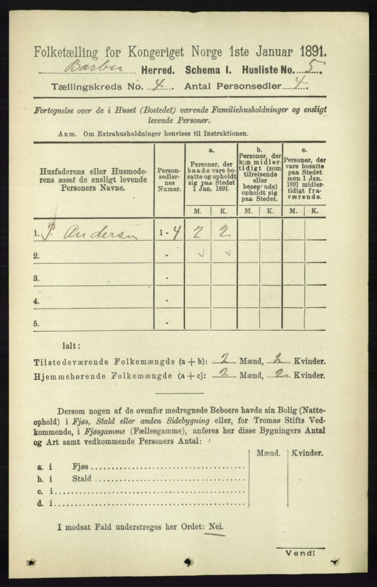 RA, Folketelling 1891 for 0990 Barbu herred, 1891, s. 2324