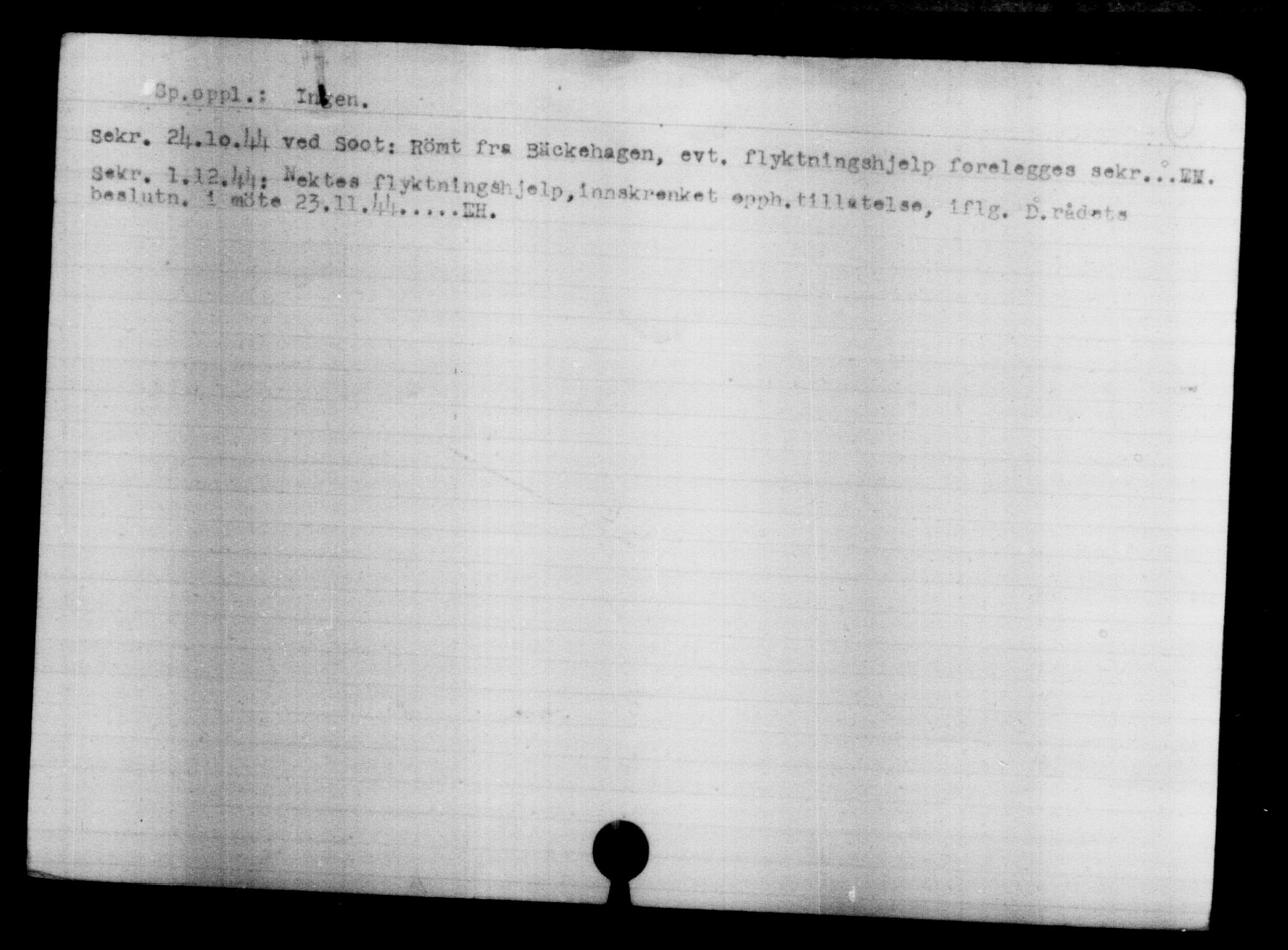 Utenriksstasjonene, Legasjonen i Stockholm, Flyktningkontoret, AV/RA-S-6753/V/Va/L0004: Kjesäterkartoteket, flyktninger med registreringsnr. 3496-6610, 1940-1945, s. 1543