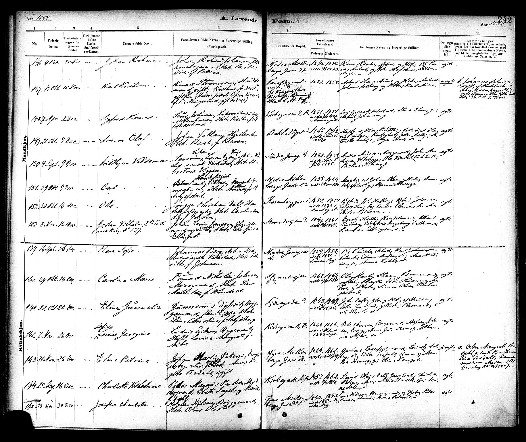Ministerialprotokoller, klokkerbøker og fødselsregistre - Sør-Trøndelag, SAT/A-1456/604/L0188: Ministerialbok nr. 604A09, 1878-1892, s. 242