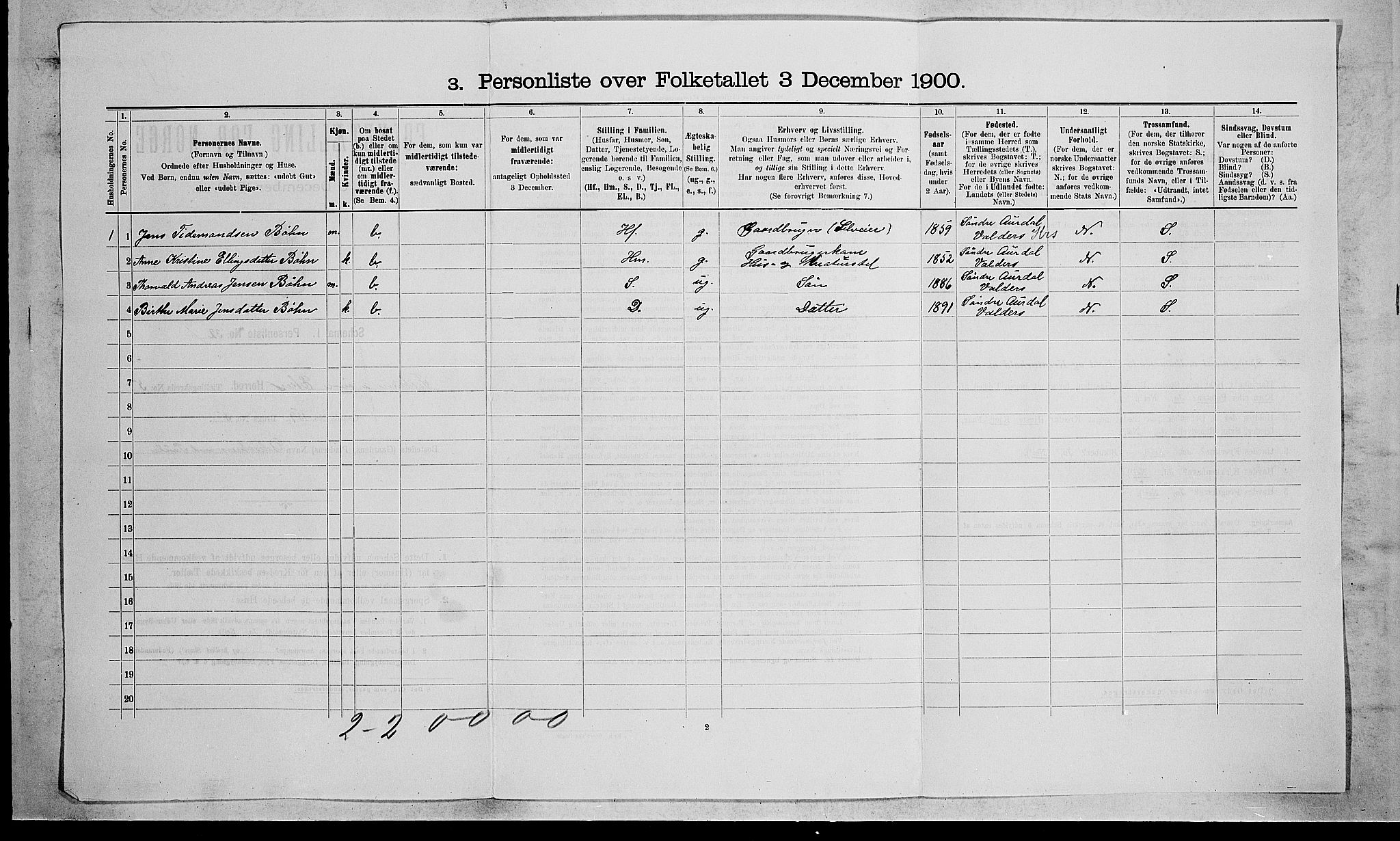 RA, Folketelling 1900 for 0624 Øvre Eiker herred, 1900, s. 2711