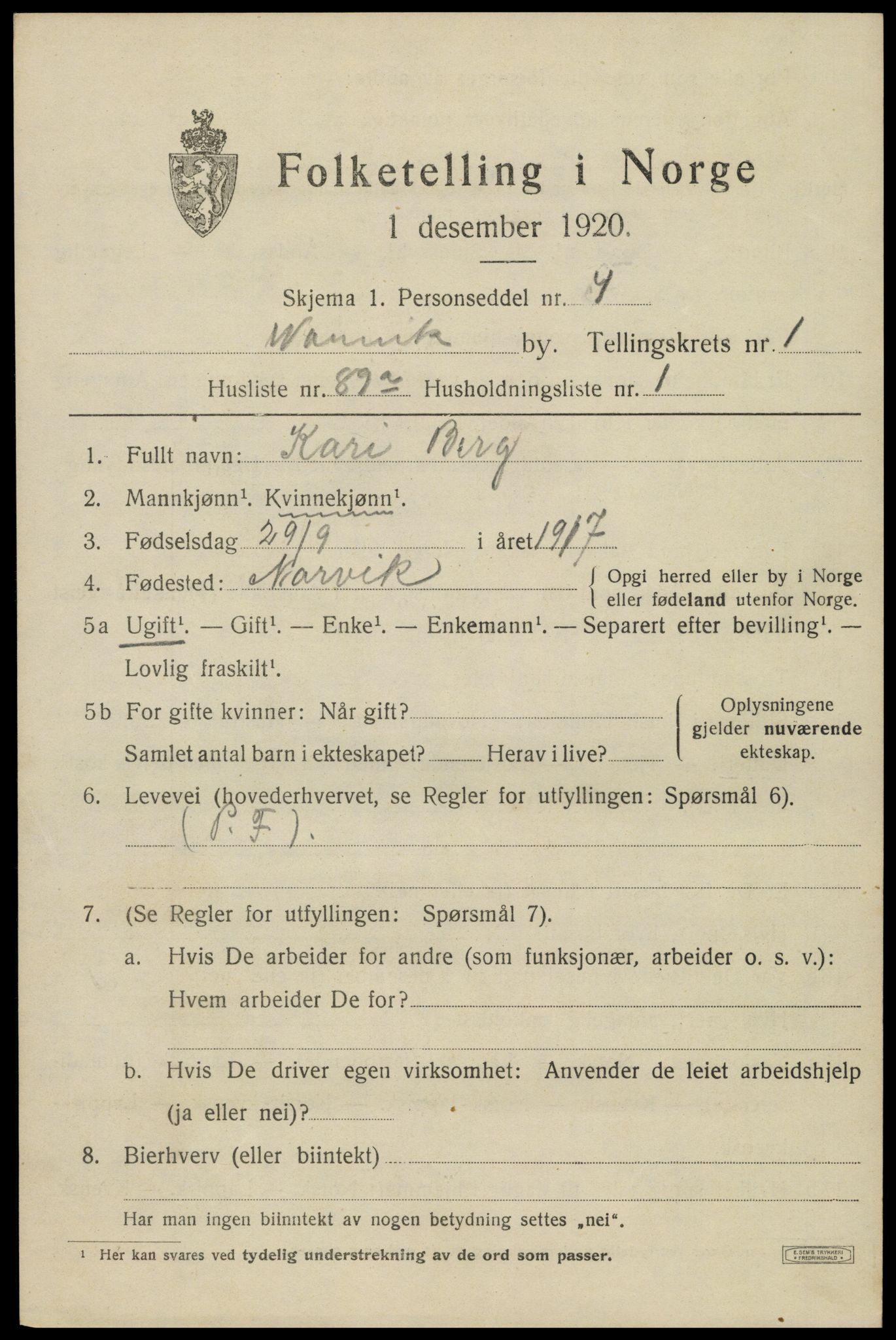 SAT, Folketelling 1920 for 1805 Narvik kjøpstad, 1920, s. 5790