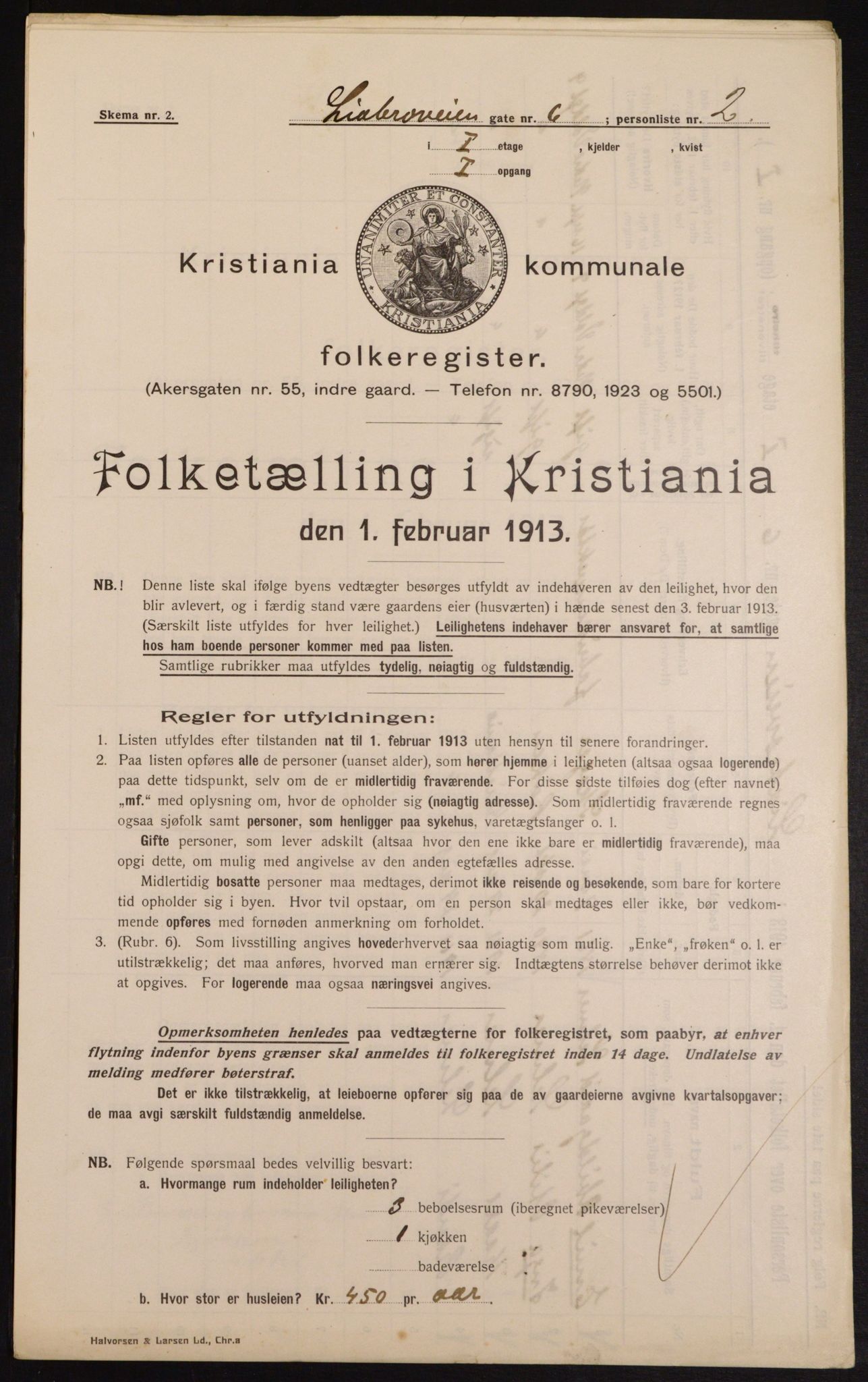 OBA, Kommunal folketelling 1.2.1913 for Kristiania, 1913, s. 57576