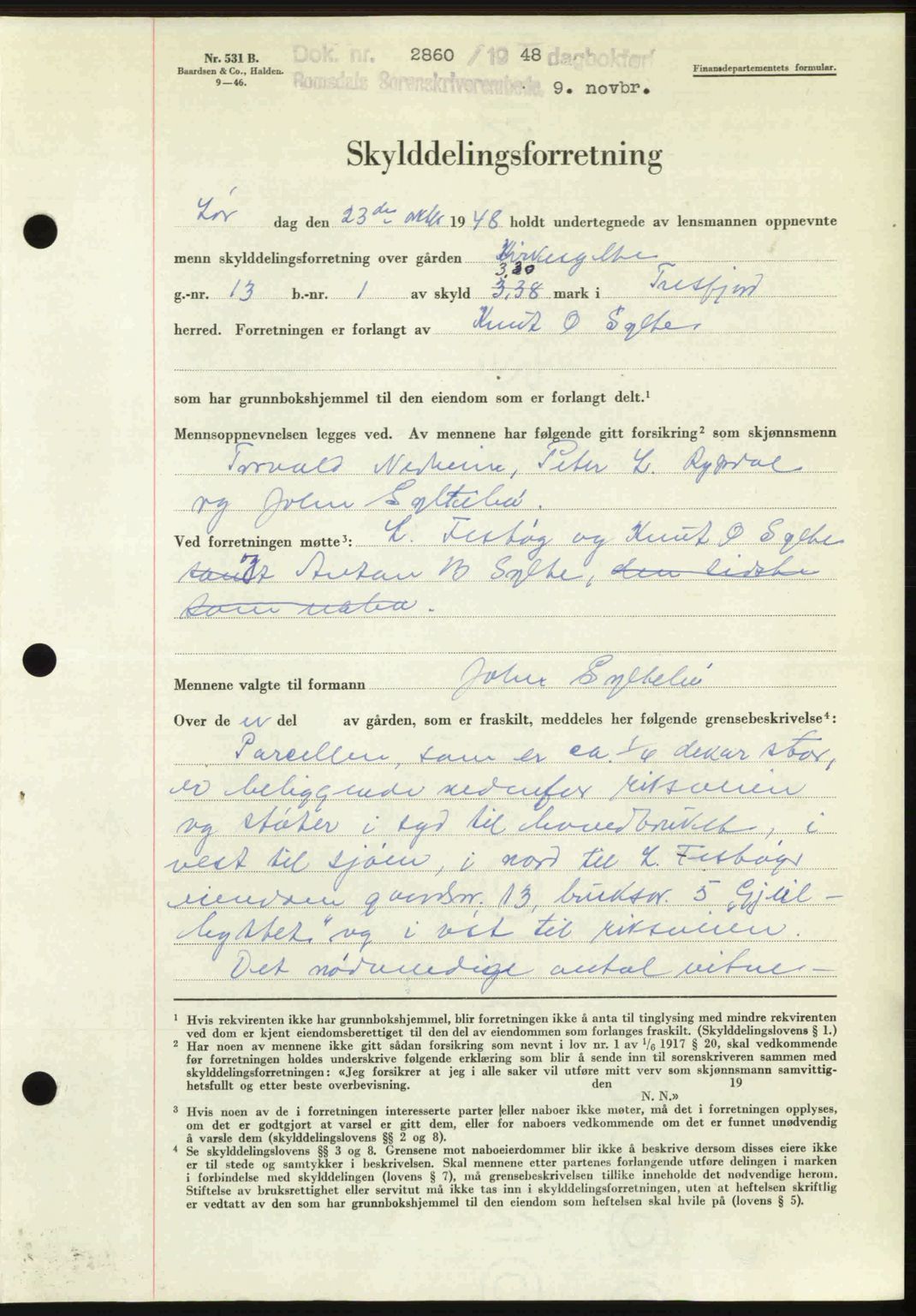 Romsdal sorenskriveri, AV/SAT-A-4149/1/2/2C: Pantebok nr. A27, 1948-1948, Dagboknr: 2860/1948