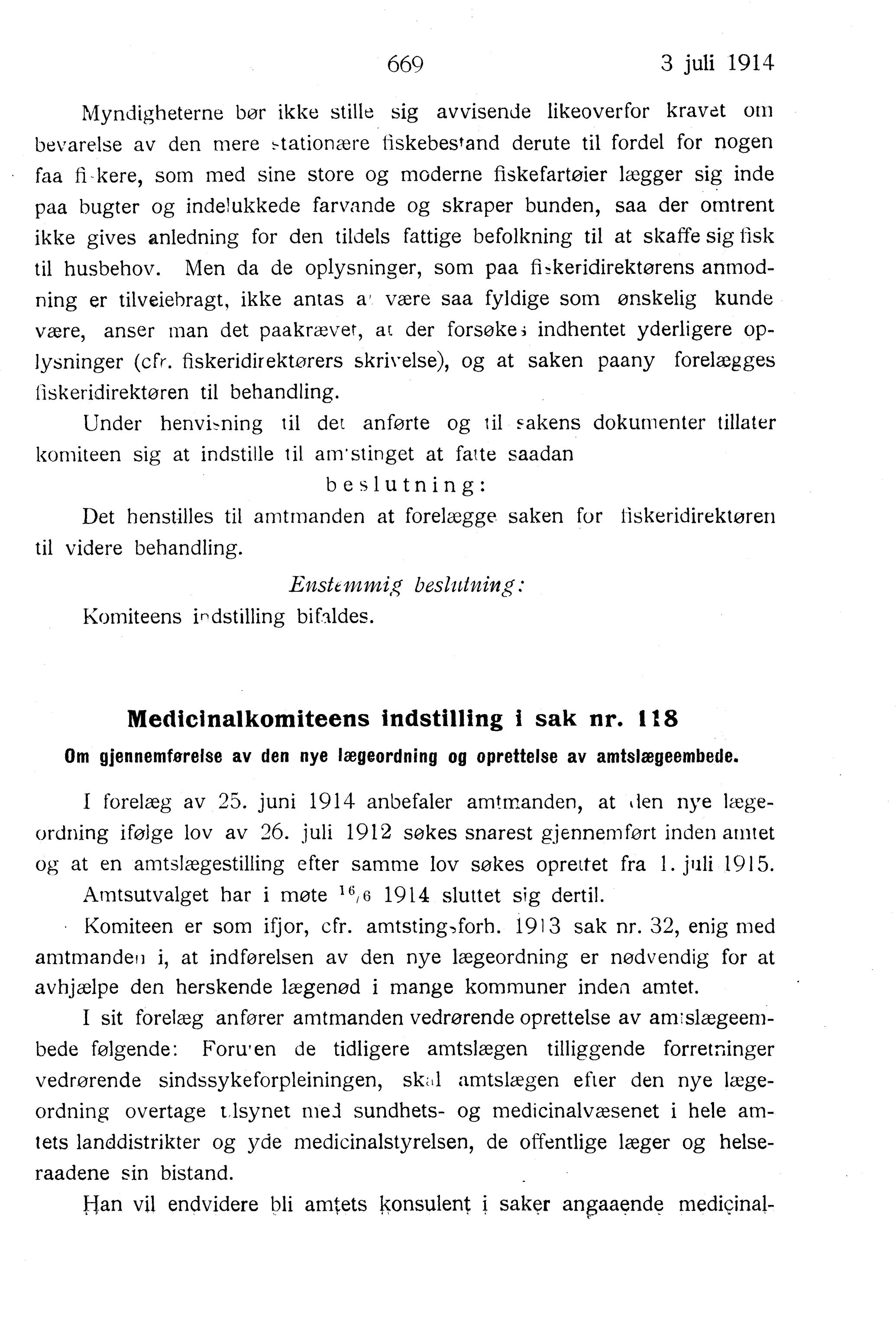 Nordland Fylkeskommune. Fylkestinget, AIN/NFK-17/176/A/Ac/L0037: Fylkestingsforhandlinger 1914, 1914